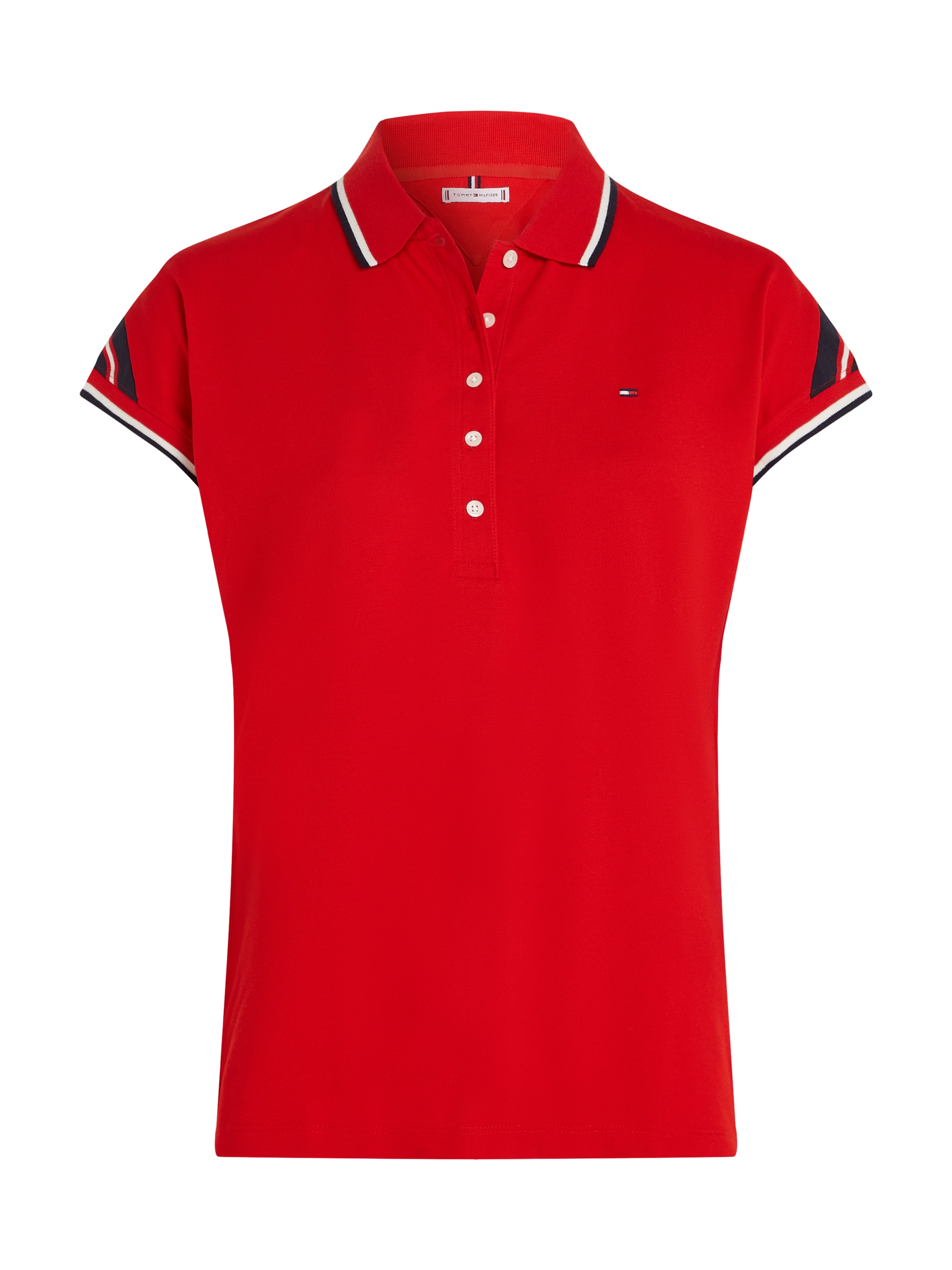 Tommy Hilfiger Poloshirt »REG STRIPE SLV POLO CAP SLEEVE«, mit kontrastfarbenen Einsätzen