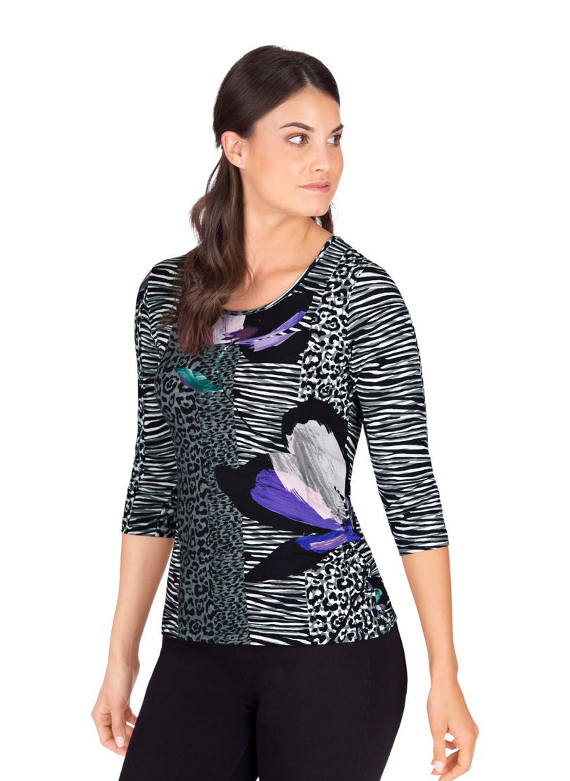 Trigema Rundhalsshirt, mit 3/4-Armen und zwei Designs