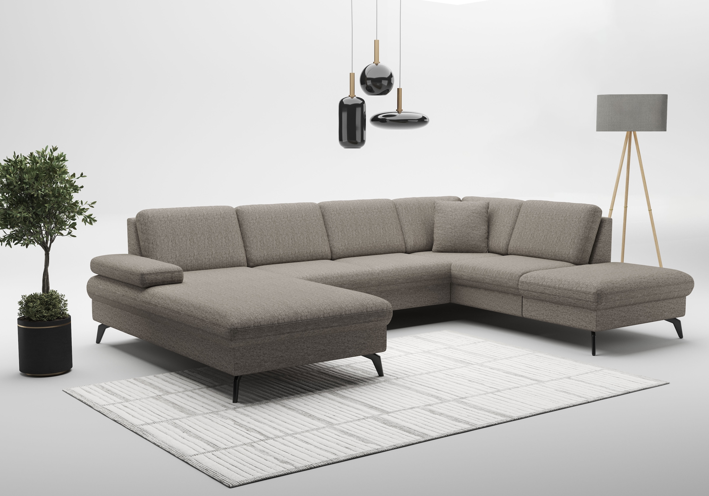 sit&more Wohnlandschaft »Morris Jubi U-Form«, inkl. Armteilfunktion und 1 Zierkissen, wahlweise mit Bettfunktion