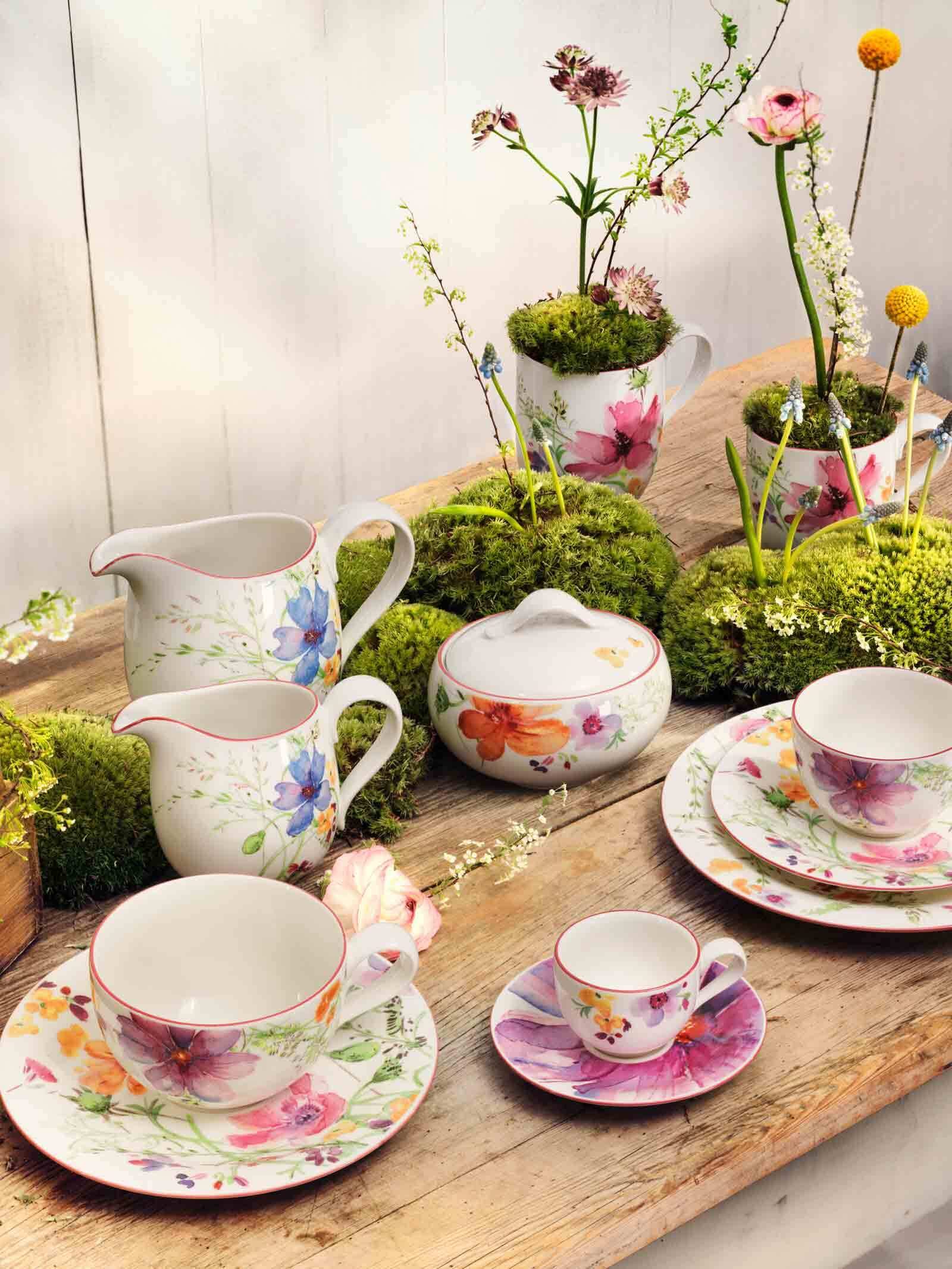 Villeroy & Boch Tasse »Espressotassen mit Untertassen Mariefleur Basic 80 ml 6er Set bunt« Spülmaschinengeeignet, Mikrowellenfest
