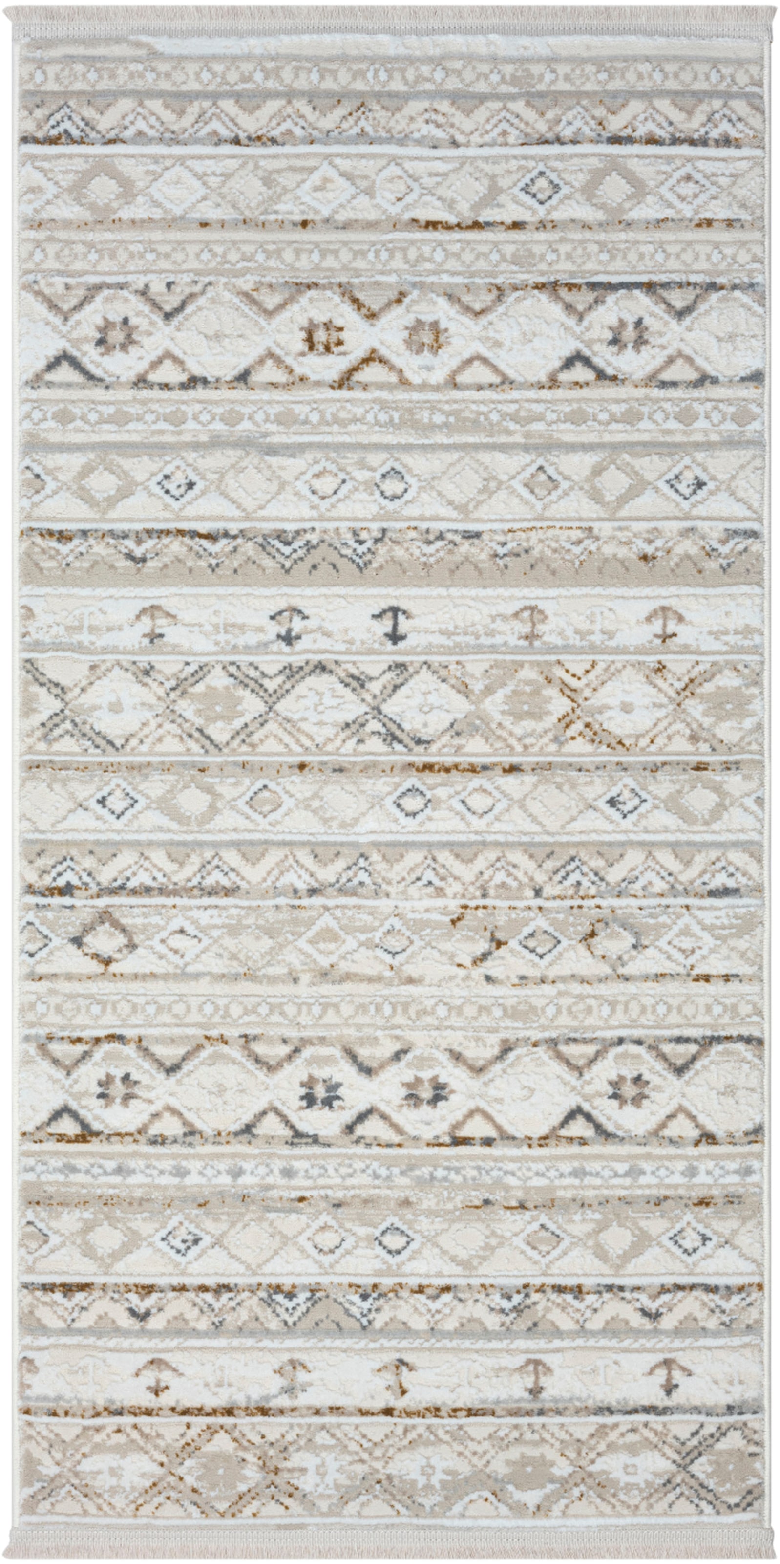 Myflair Möbel & Accessoires Teppich »My Nomady Lagerräumung«, rechteckig, 10 mm Höhe, Kurzflor, Scandi-Design, besonders weich durch Microfaser, mit Fransen
