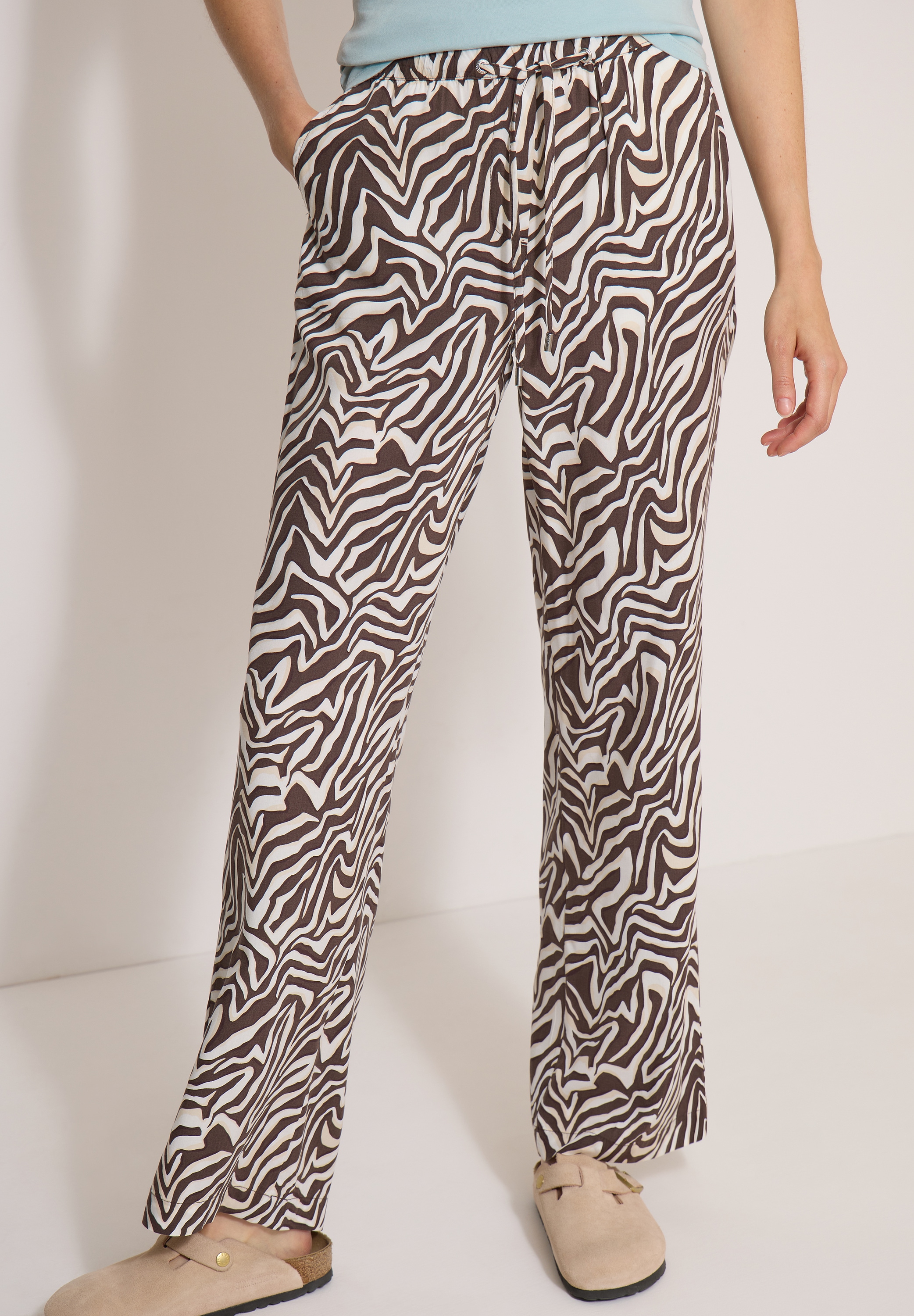 Cecil Stoffhose  Sommerhose, abstrahierter Zebraprint, Elastikbund