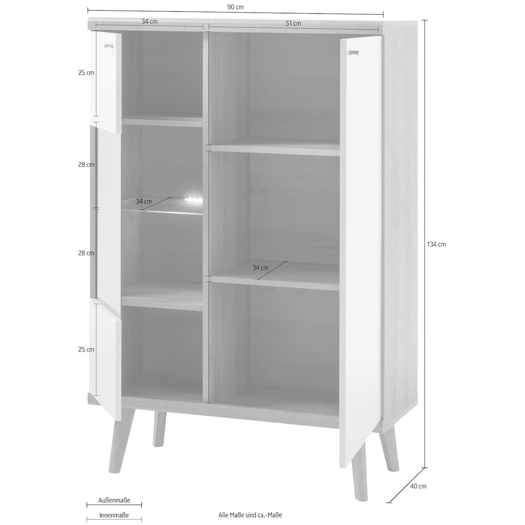 andas Vitrine »Merle«, Scandi Design, Höhe 134 cm