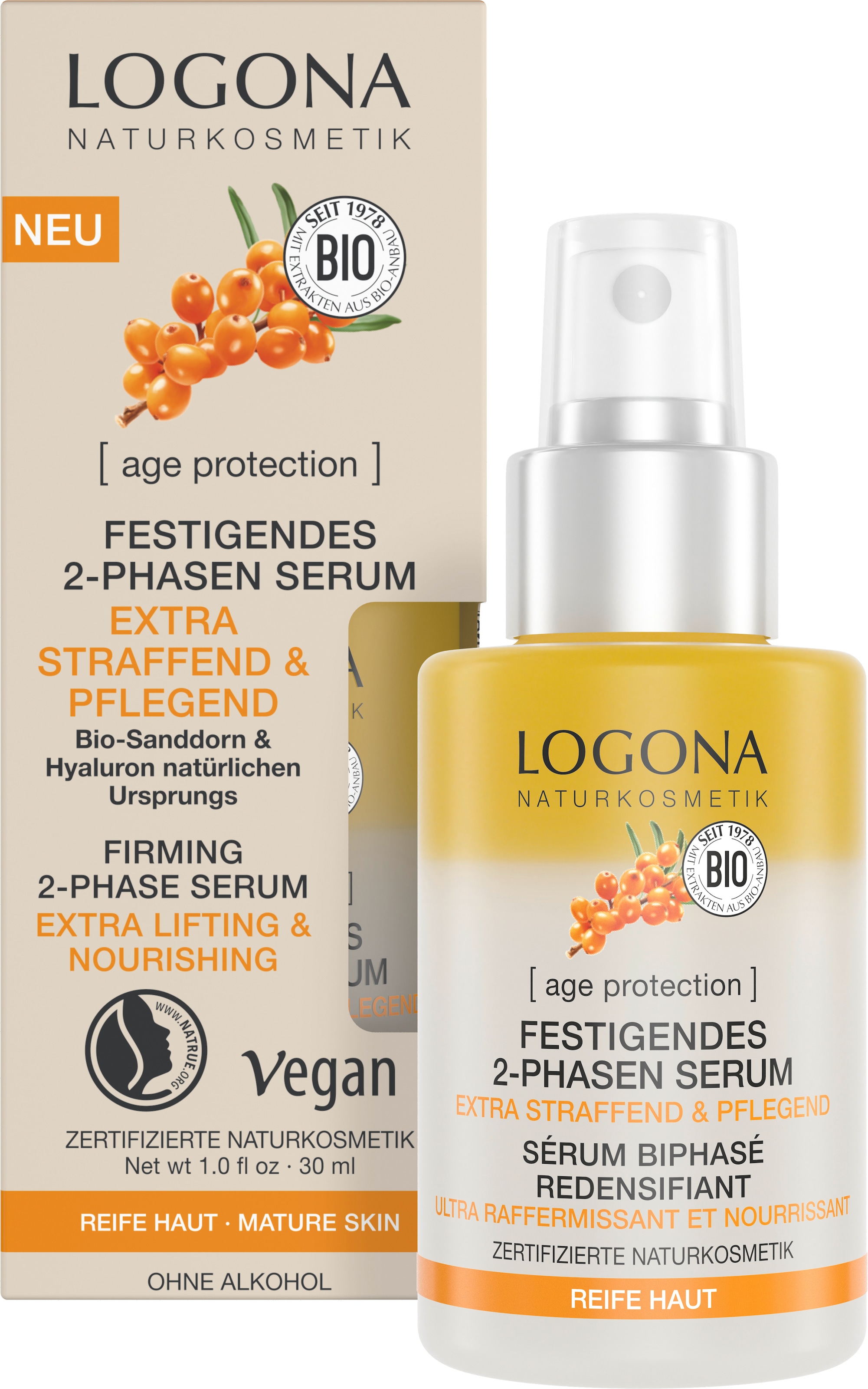 LOGONA Anti-Falten-Serum »age protection Festigendes 2-Phasen-Serum« Anti-Falten-Serum, für reife Haut, aufpolsternd, feuchtigkeitsspendend