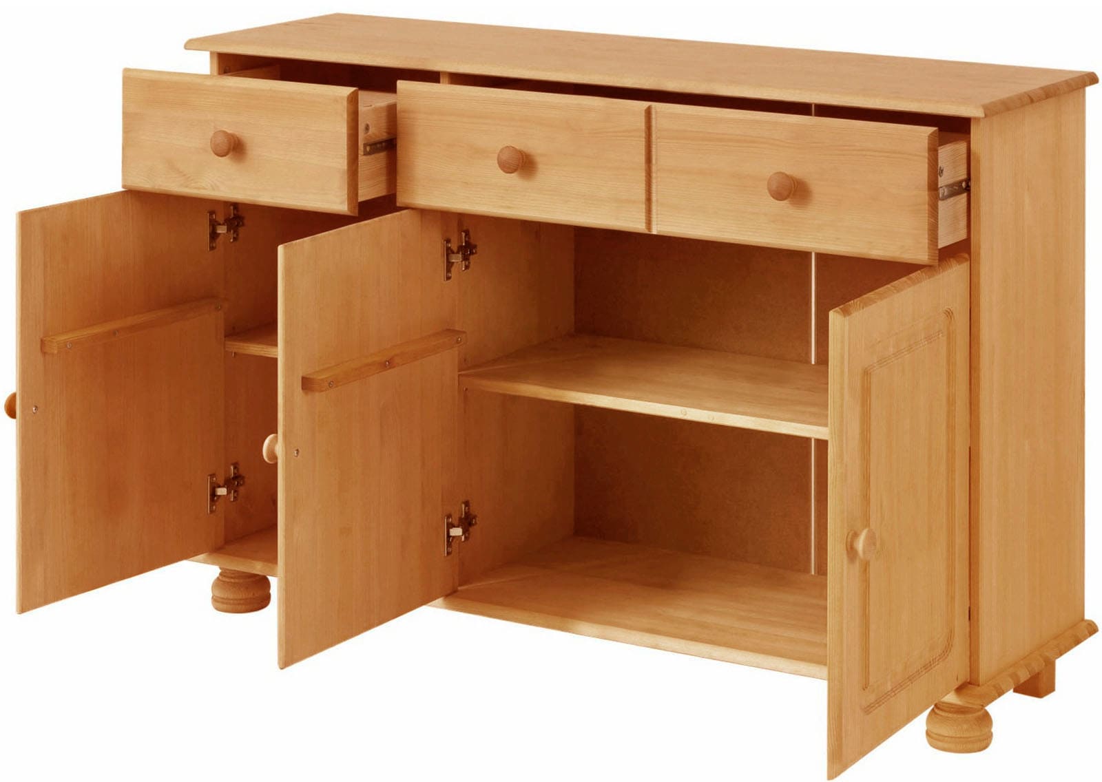 Home affaire Sideboard »Mette«, Kommode mit gefrästen, kugelförmigen Füßen, Breite 120 cm