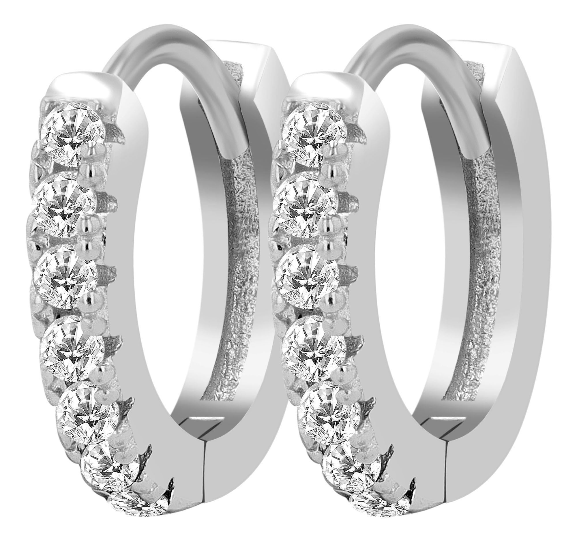 Adelia´s Paar Creolen »Damen Ohrringe ¿ Klappcreole aus 925 Silber mit Zirkonia«