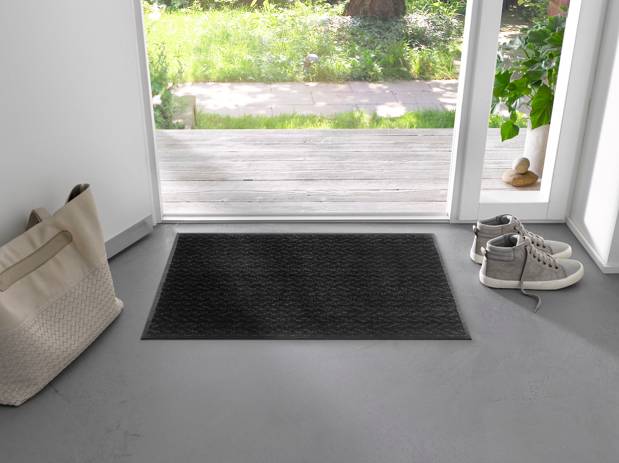 wash+dry by Kleen-Tex Fußmatte »Duo Charcoal«, rechteckig, 9 mm Höhe, Schmutzfangmatte, rutschhemmend, In- und Outdoor geeignet, waschbar