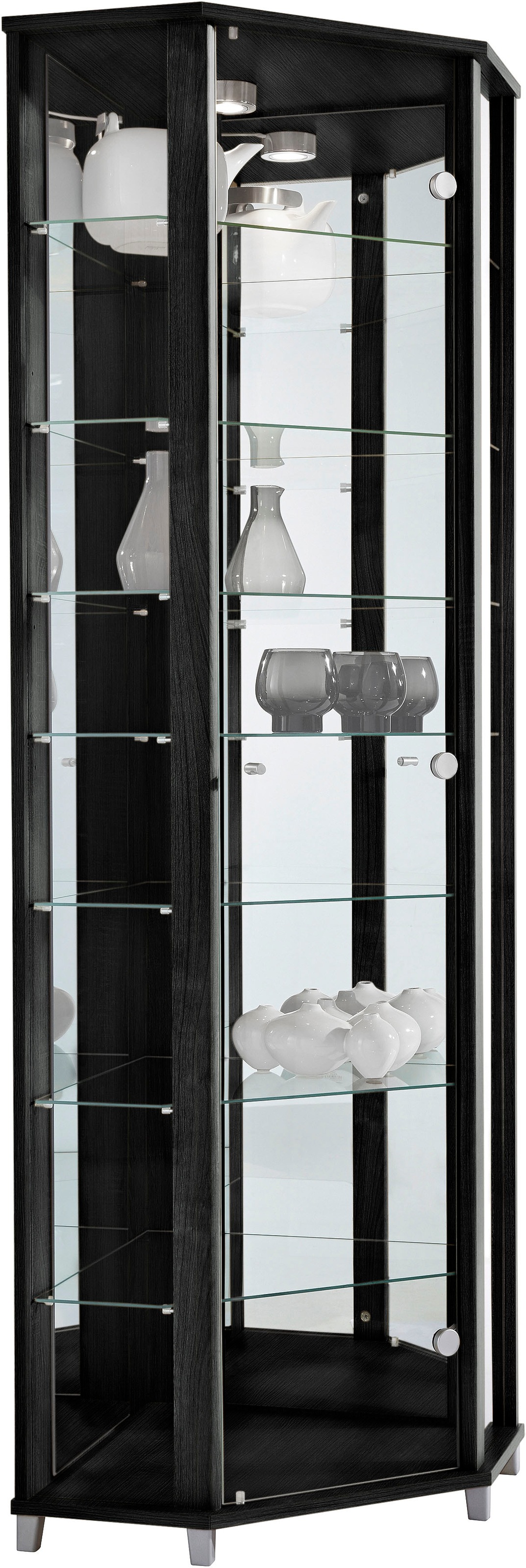 fif möbel Eckvitrine »TRIO Höhe ca. 172 cm, ink. Beleuchtung« Eckvitrine/Glasvitrine 1x Glastür, perfekt für Sammler, Sammlervitrine