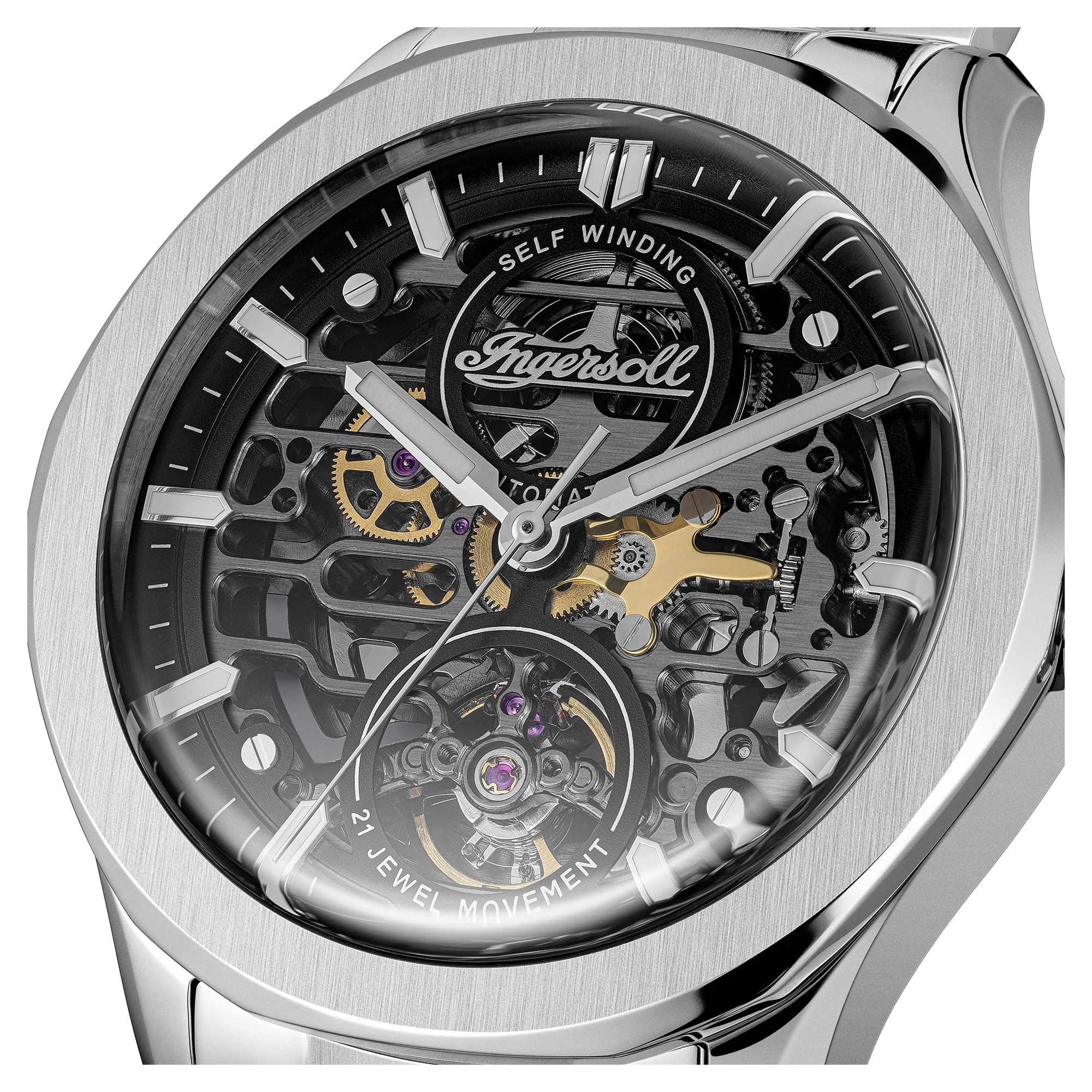 Ingersoll Automatikuhr »The Bronc« Armbanduhr, Herrenuhr, Mechanische Uhr, Edelstahlarmband, analog