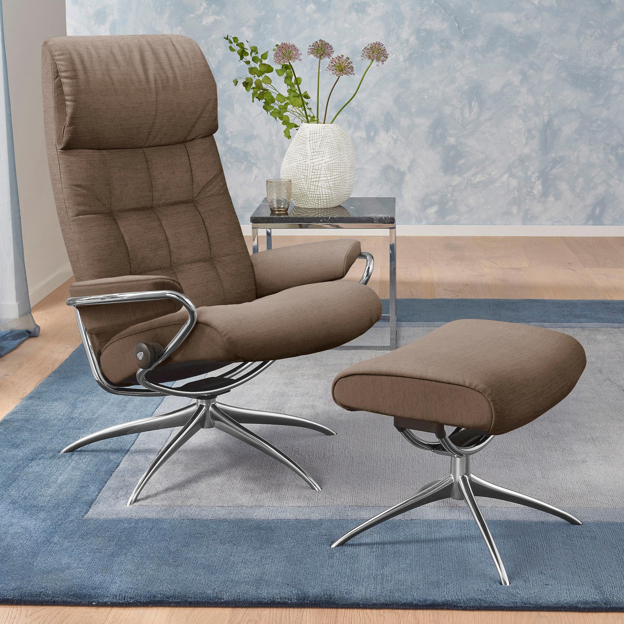 Stressless® Relaxsessel »London«, (Set, Relaxsessel mit Hocker), mit Hocker, High Back, mit Star Base, Gestell Chrom