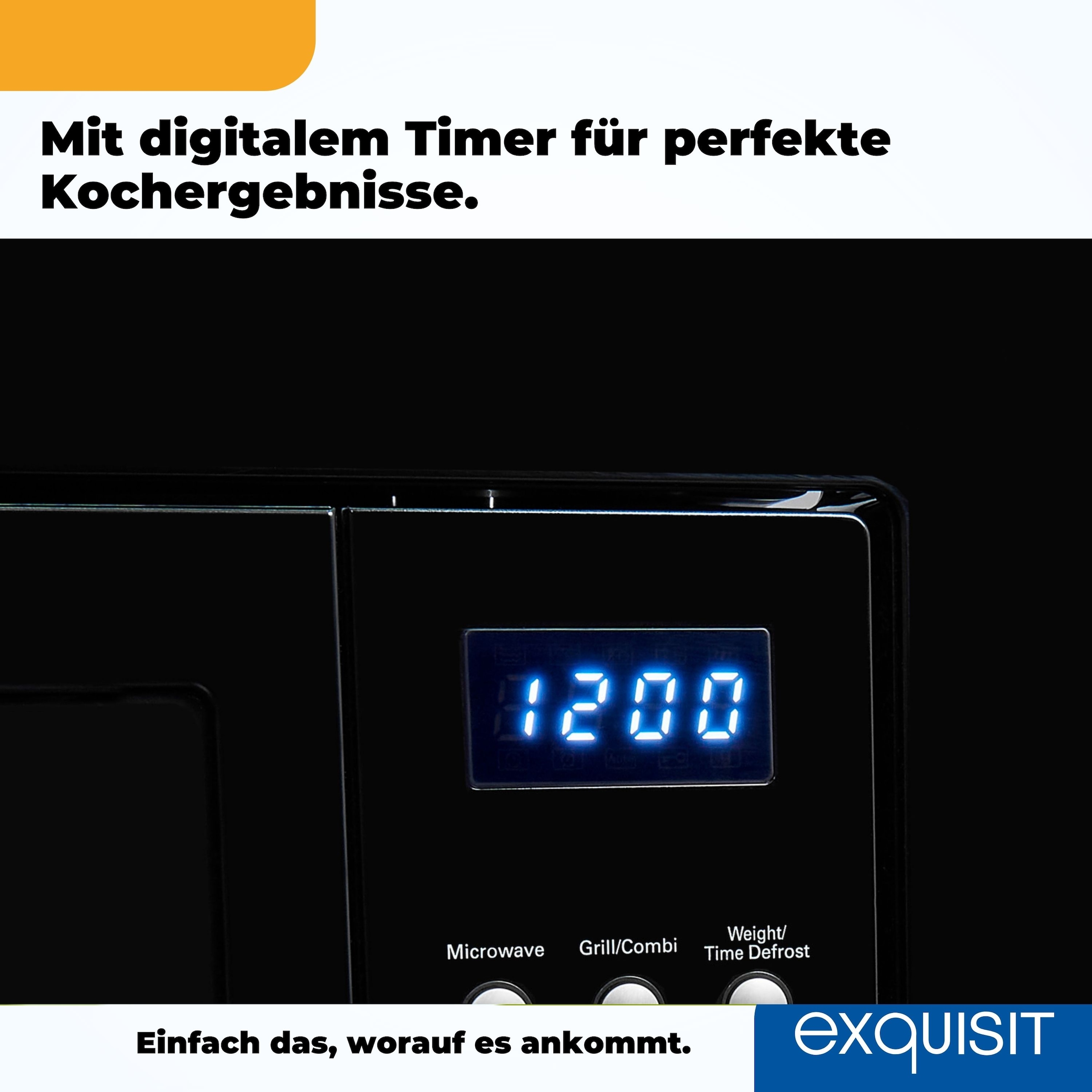 exquisit Einbau-Mikrowelle »EMW 1770-G-D-030 schwarz« 1050 W 30 Sekunden maximale Leistung durch Schnellkoch-Funktion