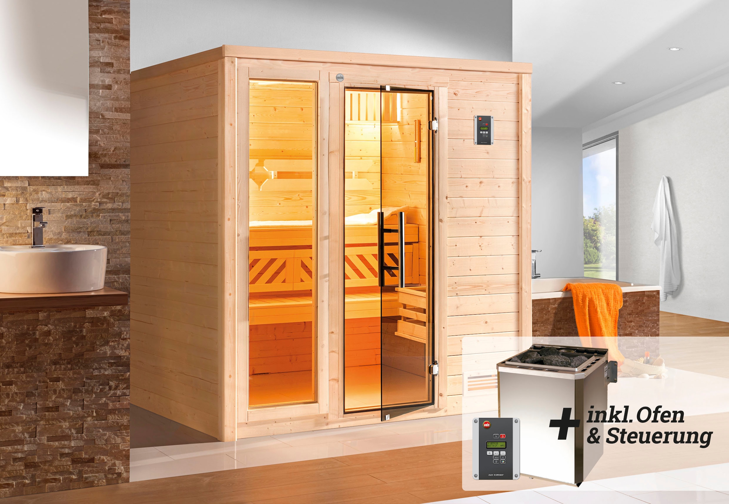 weka Sauna »Bergen«, 7,5 kW Bio-Ofen mit digitaler Steuerung