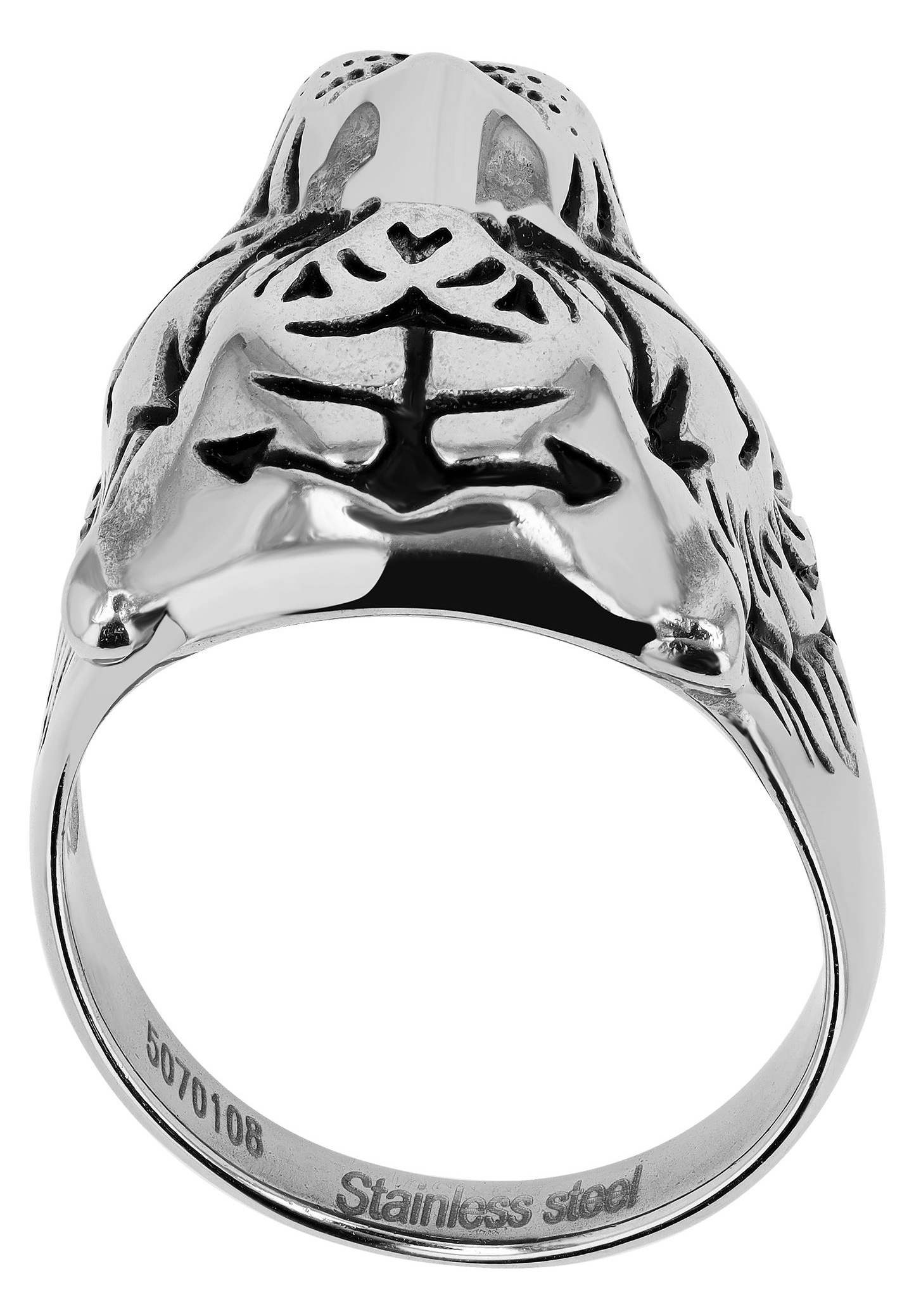 AKZENT Fingerring »aus Edelstahl mit Tigerkopf«