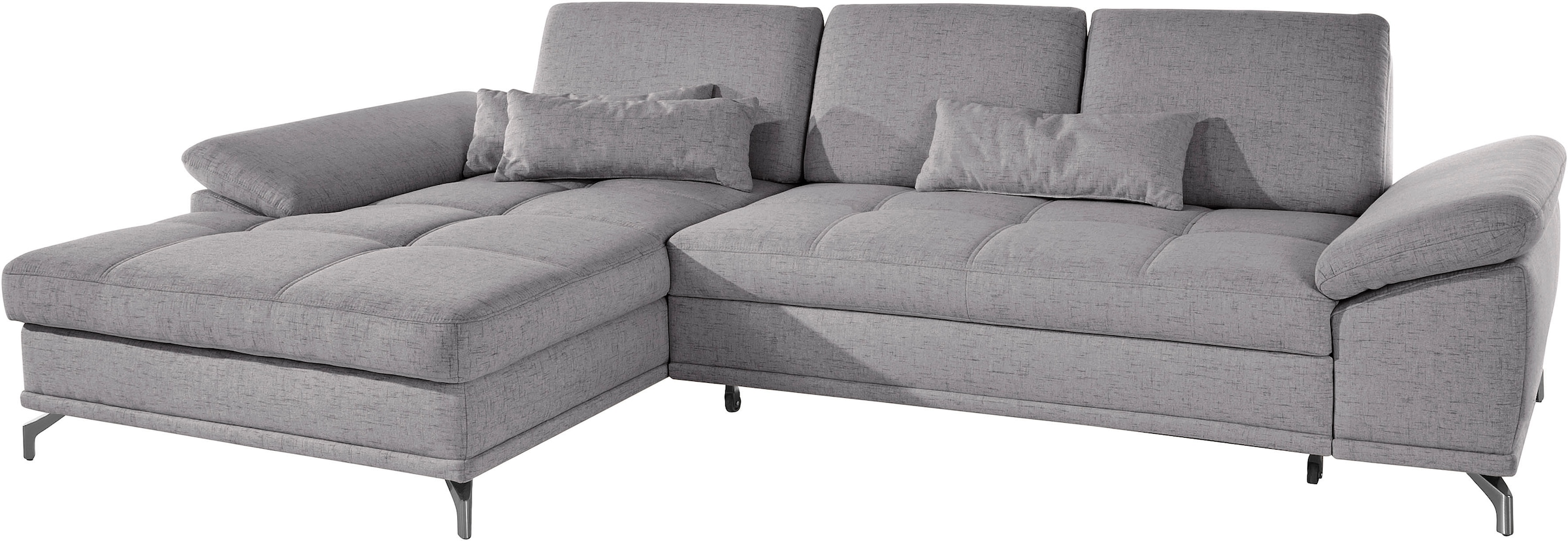 PLACES OF STYLE Ecksofa »Costello L-Form, B: 301 cm mit Sitztiefen-, Armteilverstellung &« 3 Nierenkissen, optional Bettfunktion & Bettkasten
