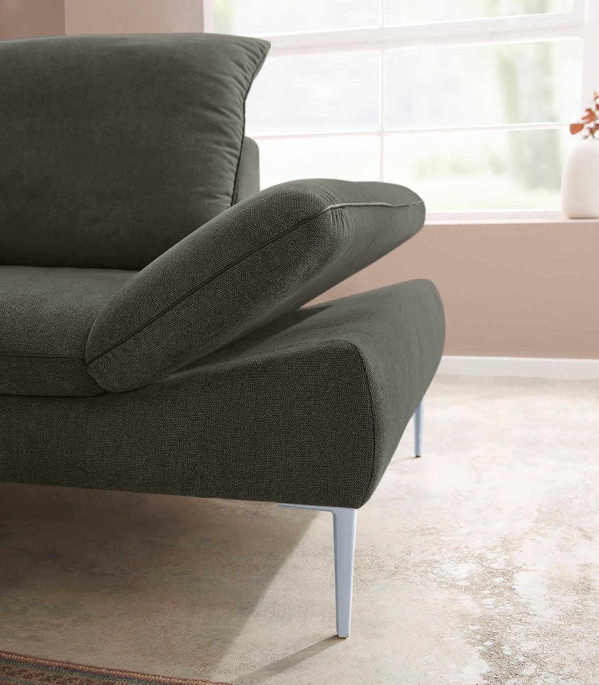 W.SCHILLIG Ecksofa »enjoy&MORE, mit tollem Sitzkomfort, elegant und bequem, L-Form« mit Sitztiefenverstellung, Füße silber matt, Breite 294 cm