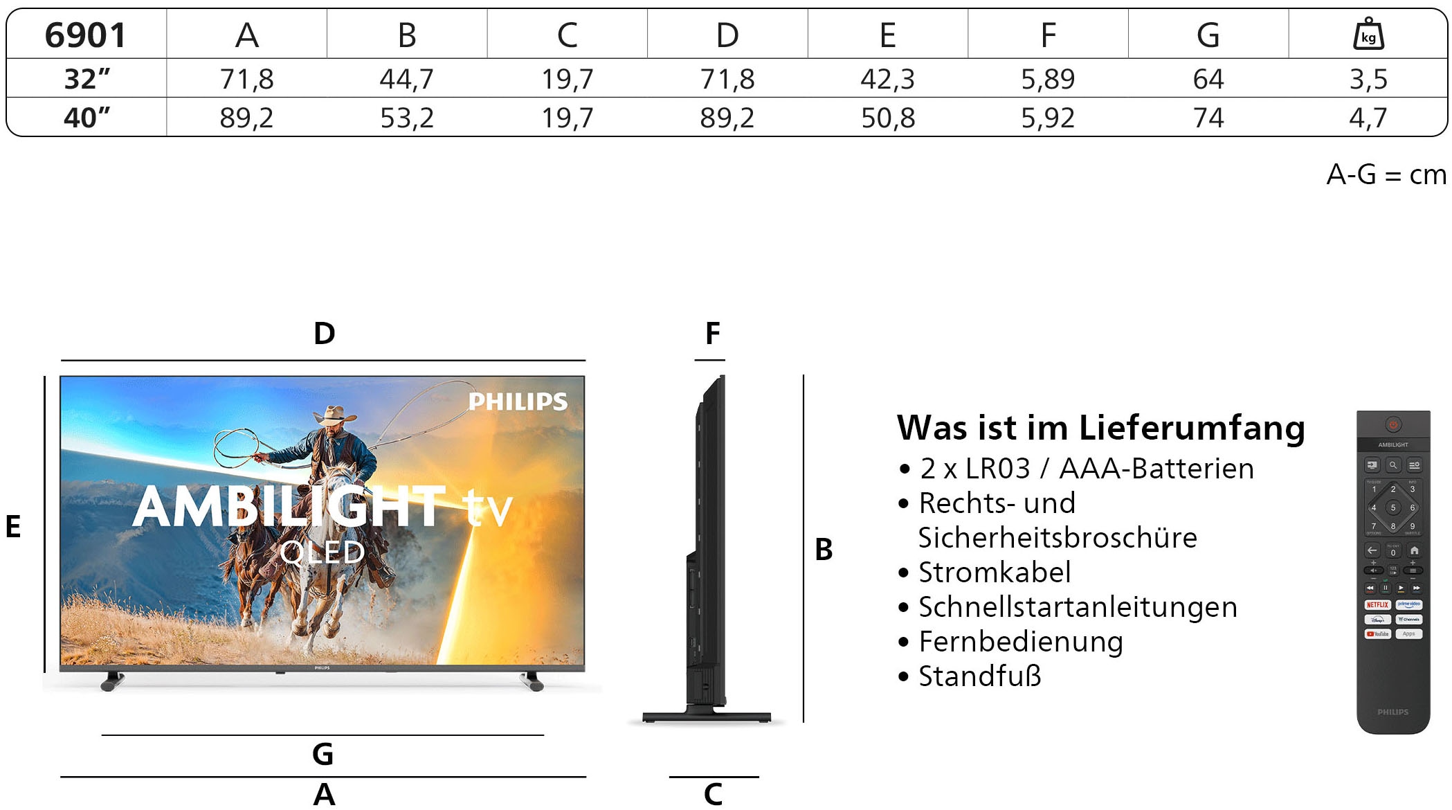 Philips QLED-Fernseher »40PQS6901/12« 100 cm/40 ″ Full HD Smart-TV