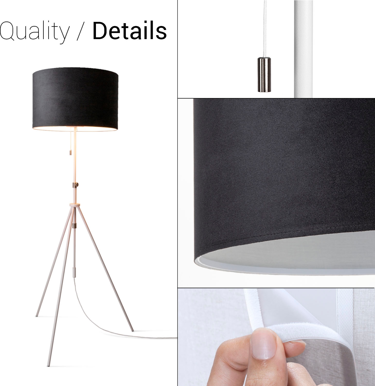 Paco Home Stehlampe »Naomi uni Color«, Leuchtmittel E27 | ohne Leuchtmittel, Wohnzimmer Höhenverstellbar 121,5 bis 176,5 cm Zugschalter Velour