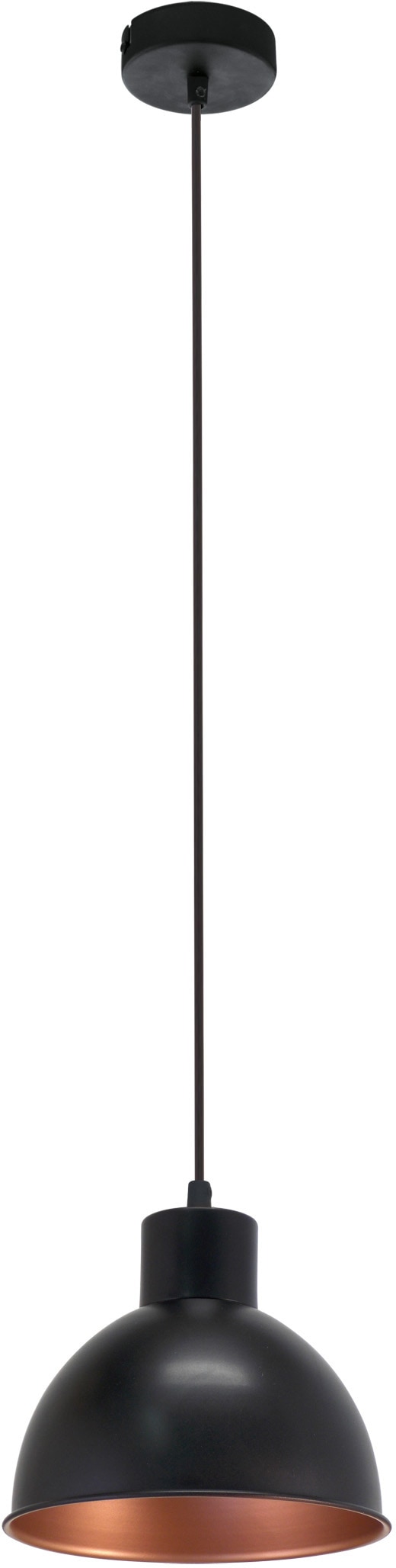 EGLO Pendelleuchte »TRURO 1 Hängelampe, Esstischlampe, Stahl, schwarz, kupfer, E27«, 1 flammig, Leuchtmittel E27 | ohne Leuchtmittel, Wohnzimmerlampe, 1 flammig, Vintage, Industrial, Retro, 110x21cm