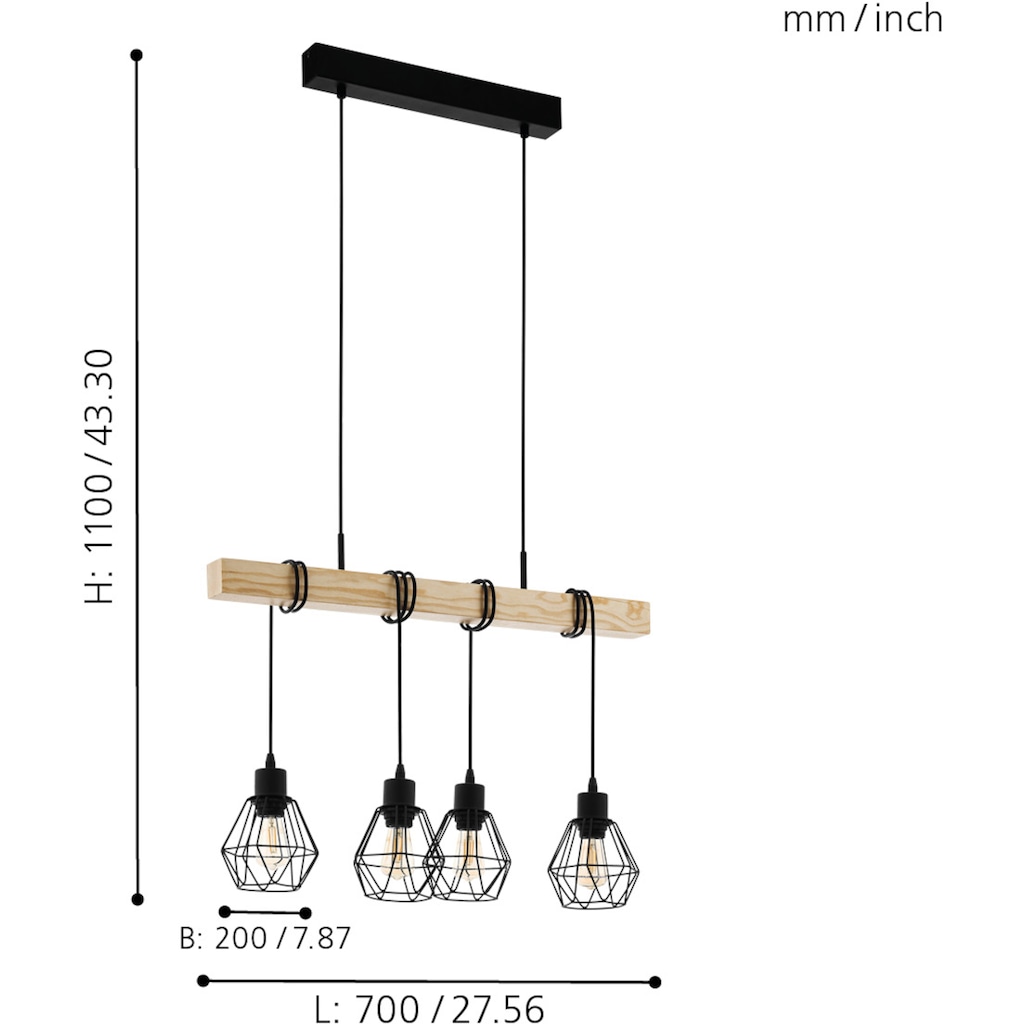 EGLO Pendelleuchte »TOWNSHEND 5«, 4 flammig-flammig