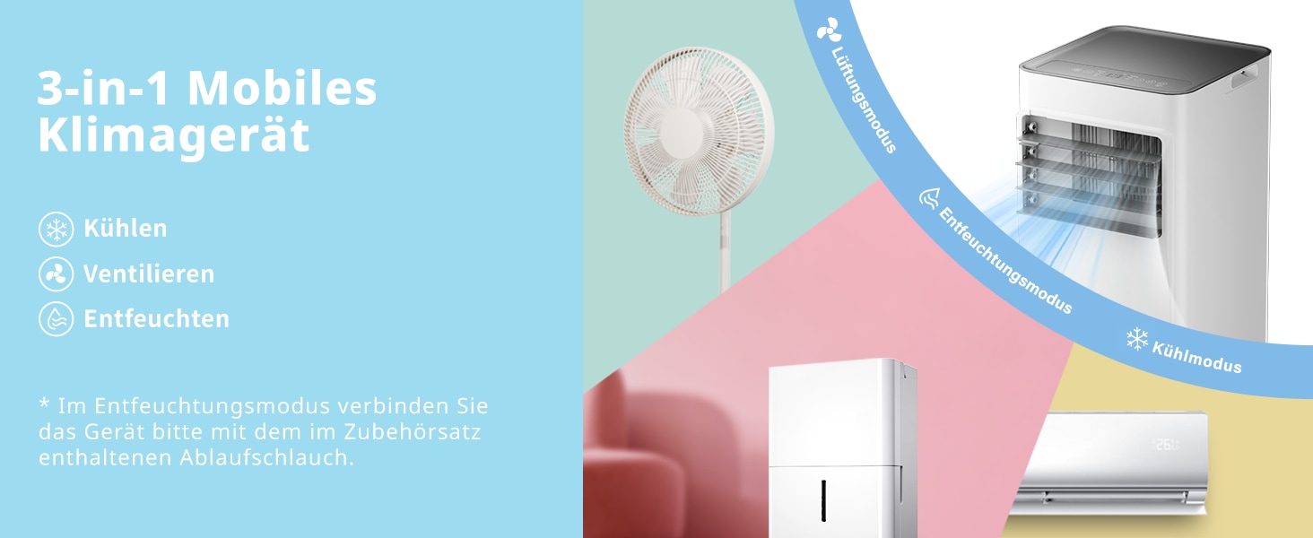 comfee 3-in-1-Klimagerät »»Easy Cool 7000« starker Luftstrom, App und Sprachsteuerung möglich«, für Räume bis zu 25 m², mit Temperatursensor