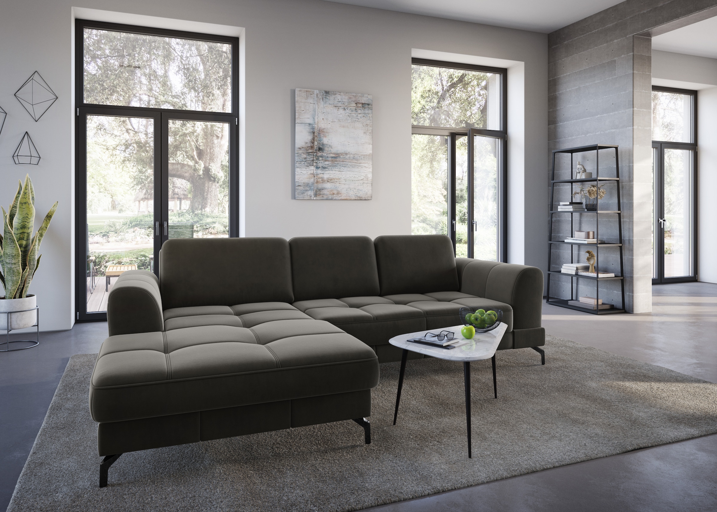 sit&more Ecksofa »Bendigo L-Form« inklusive Sitztiefenverstellung, Bodenfreiheit 12 cm, in 2 Fußfarben