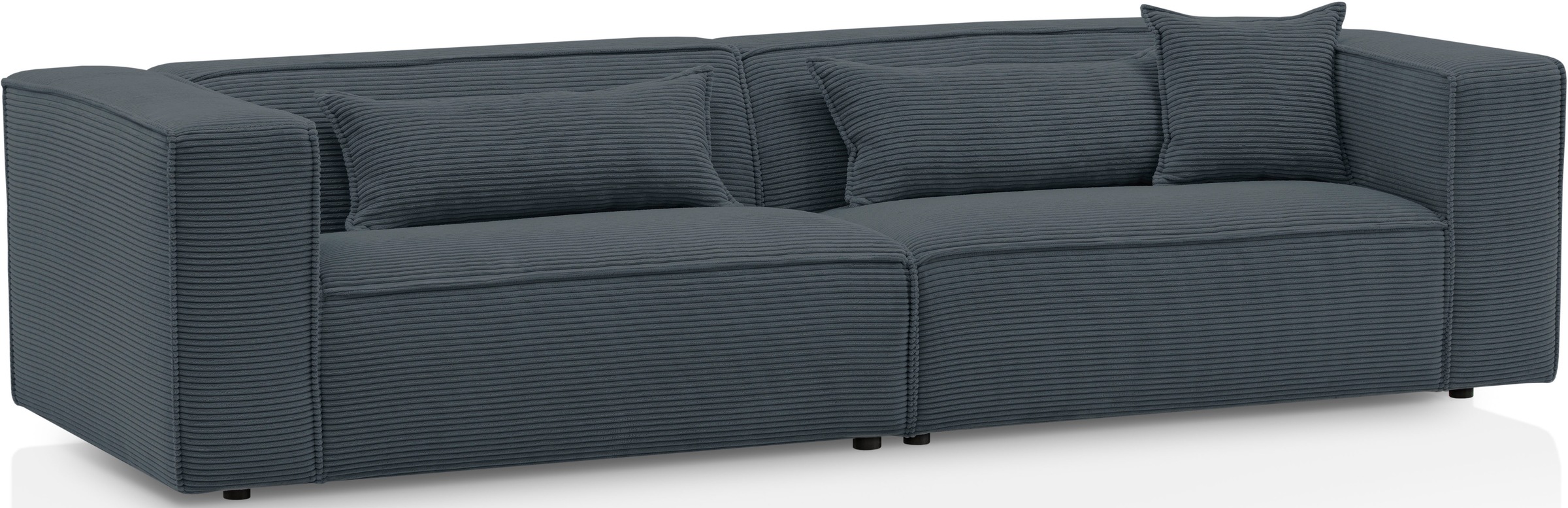 LeGer Home by Lena Gercke 3-Sitzer »PIARA, Couch mit Kedernaht, Sofa in Cord, Leinenoptik o. Strukturstoff«, schwarze Füße, bequemer Sitzkomfort
