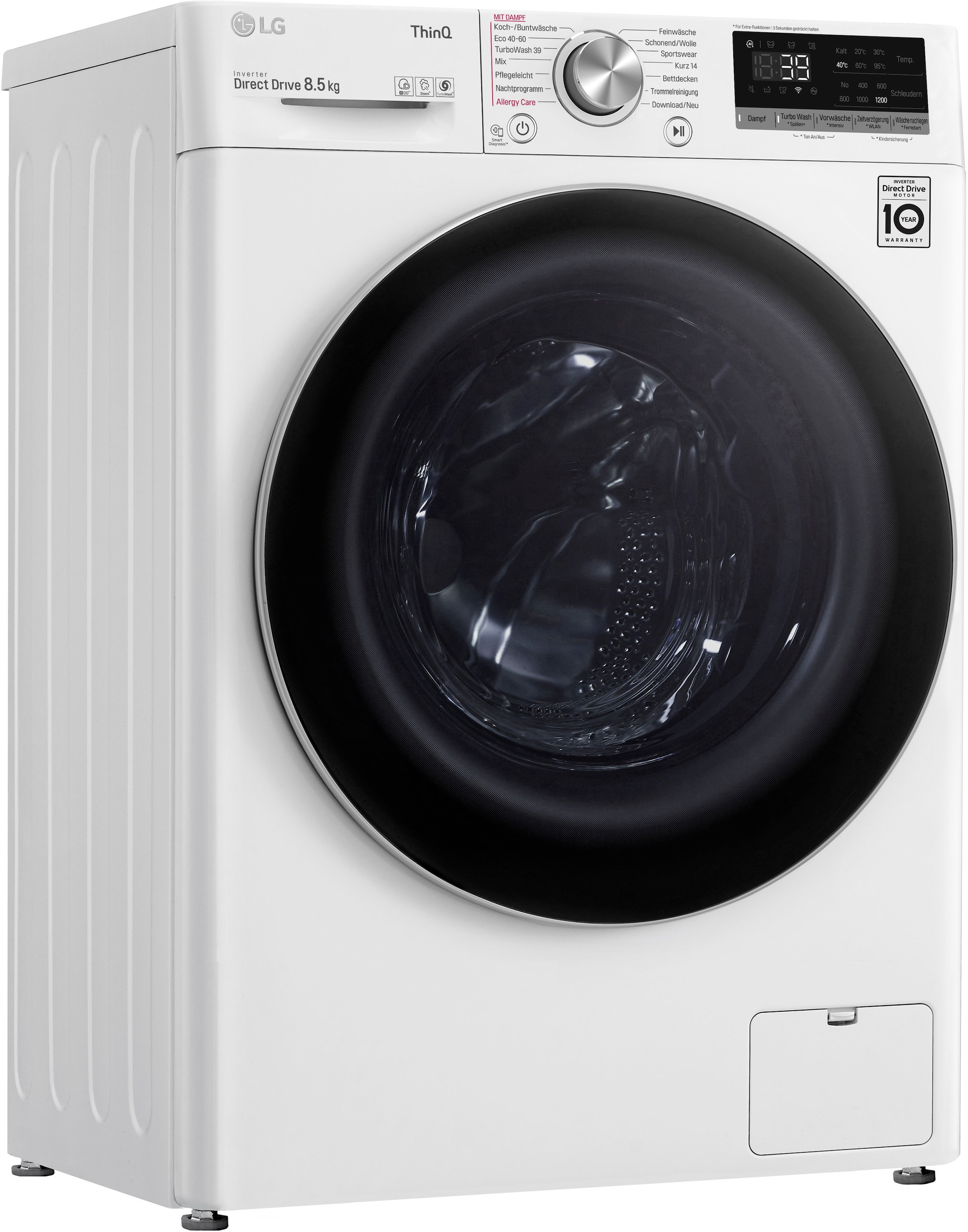 nur LG OTTO kaufen Minuten F2V7SLIM8E, - bei 1200 8,5 kg, Waschmaschine in Waschen 39 »F2V7SLIM8E«, U/min, TurboWash®