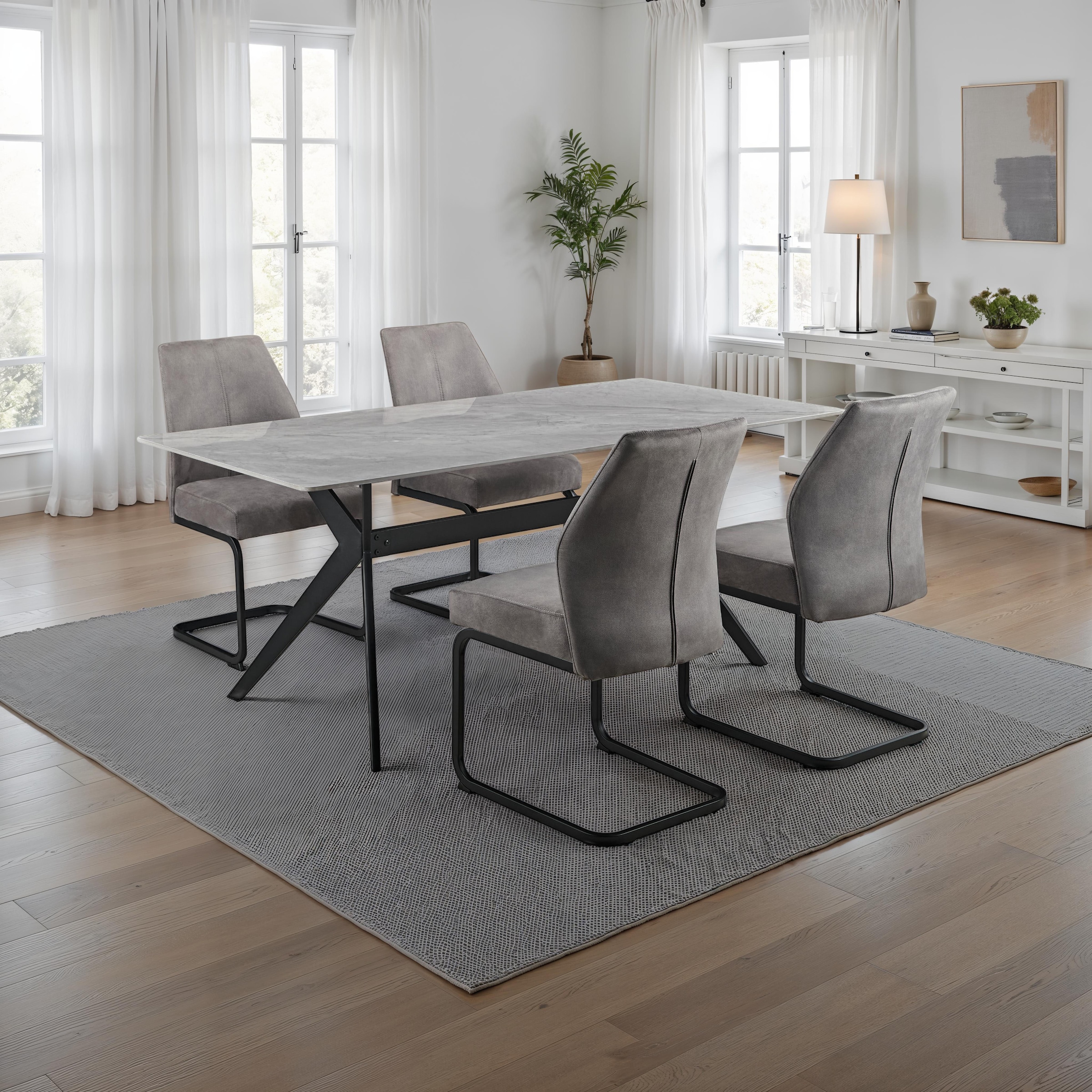 HELA Esstisch »PACCINO« 1 Stk. tlg. Sintered Stone, Marmoroptik, Platte fest (1 cm), Metallgestell konisch