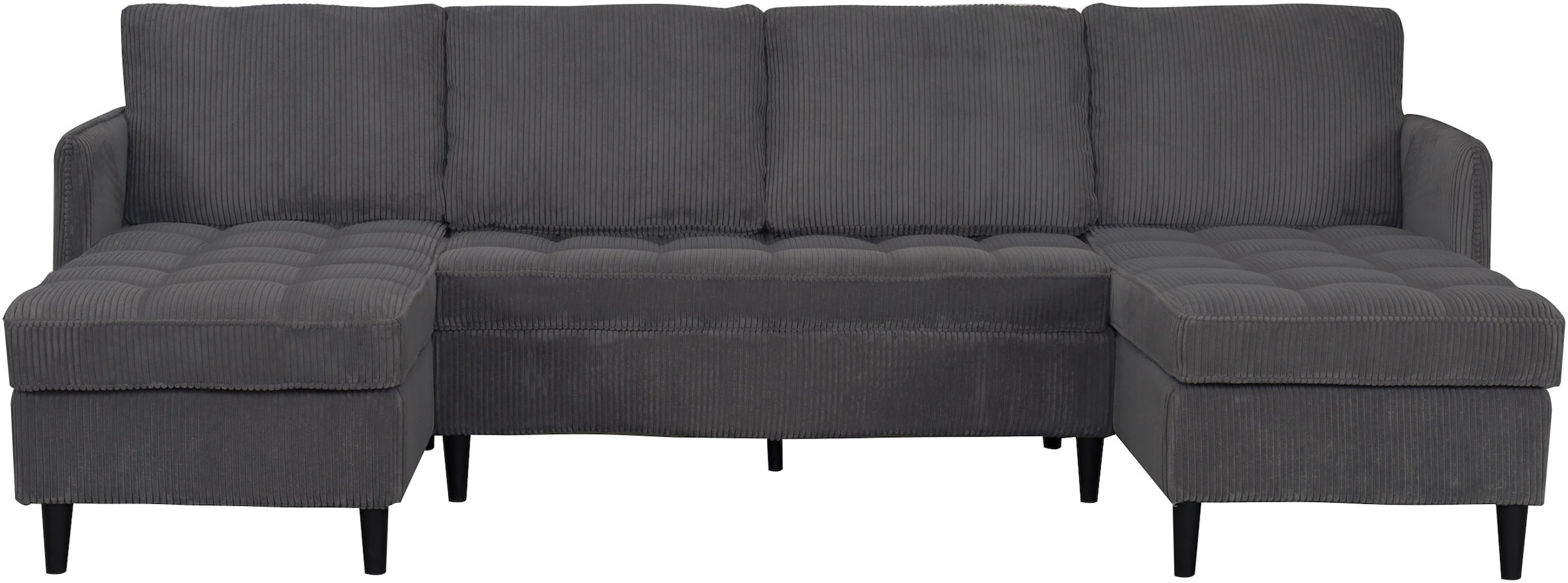 Dorel Home Wohnlandschaft »LINDHUS, Cord, Modulsofa, verschiedene Stellvarianten« Breite als U-Form (254cm) mit Verbindern fixierbar, Recamiere,Stauraum