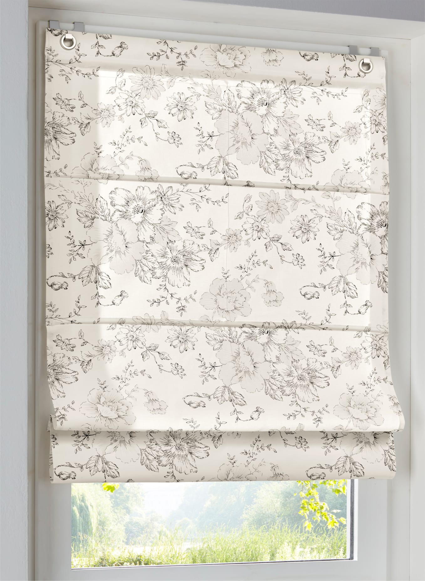 Heine Home Raffrollo mit Ösen in schwarz-weiß