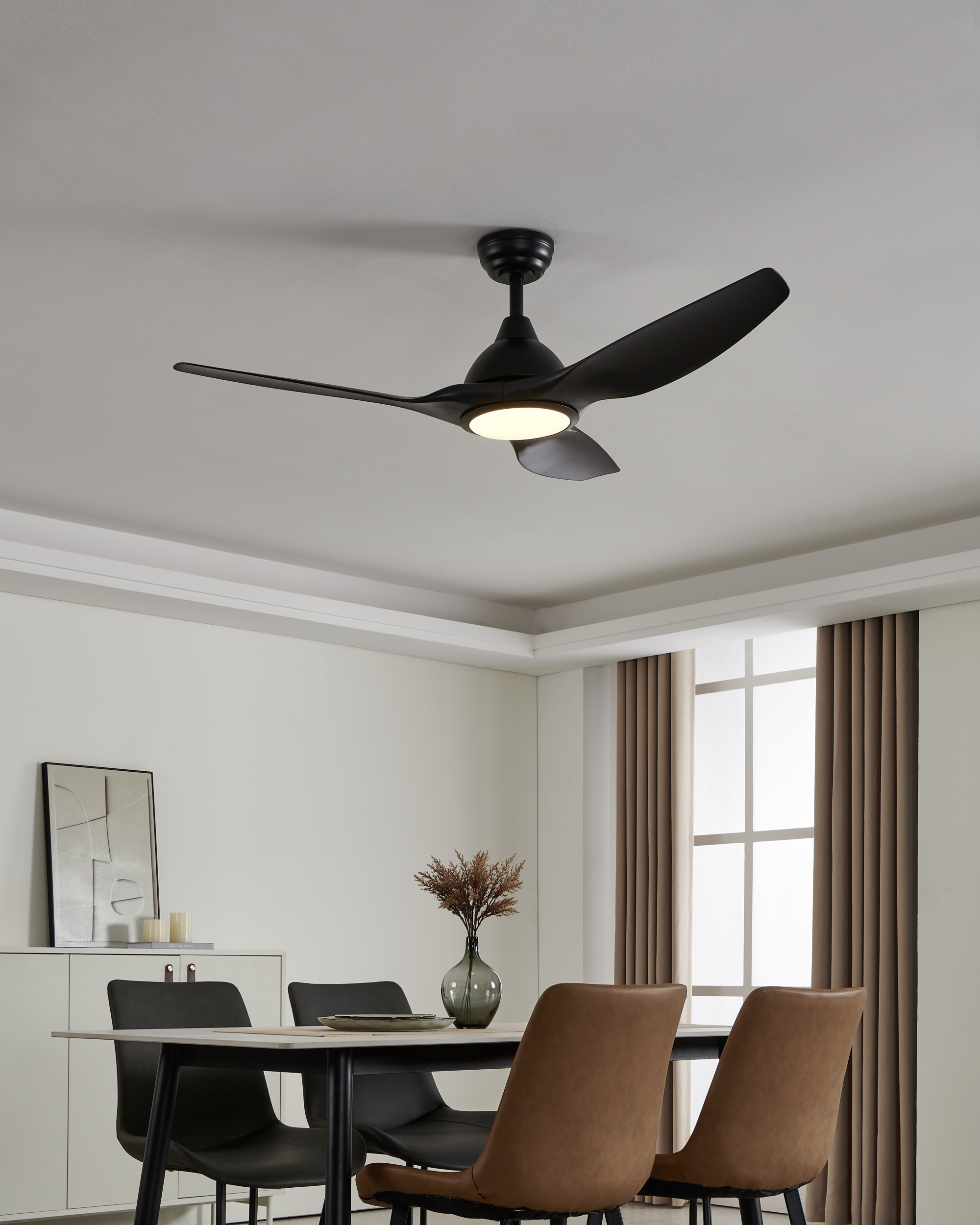 EGLO LED Deckenleuchte »TUNITAS Ventilator & Licht - Stahl - LED - 16W - IP20« LED-Modul 1 Stk. Kaltweiß | Neutralweiß | Warmweiß Ventilator mit Beleuchtung, Wohnzimmer, Schalfzimmern, H38 x Ø132 cm