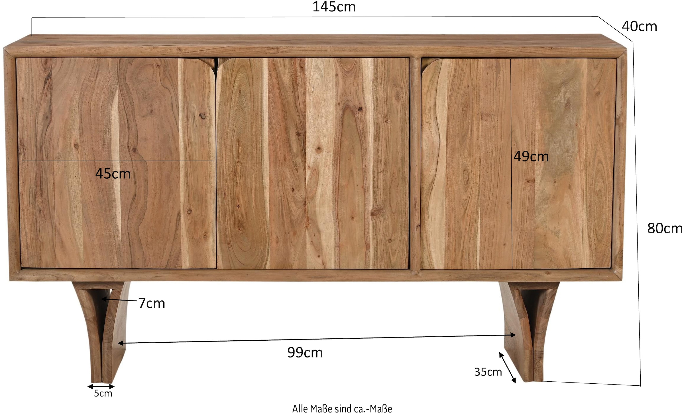 SIT Sideboard »ACACIA WAVE«, (1 St.), extravagantes Holzwangengestell