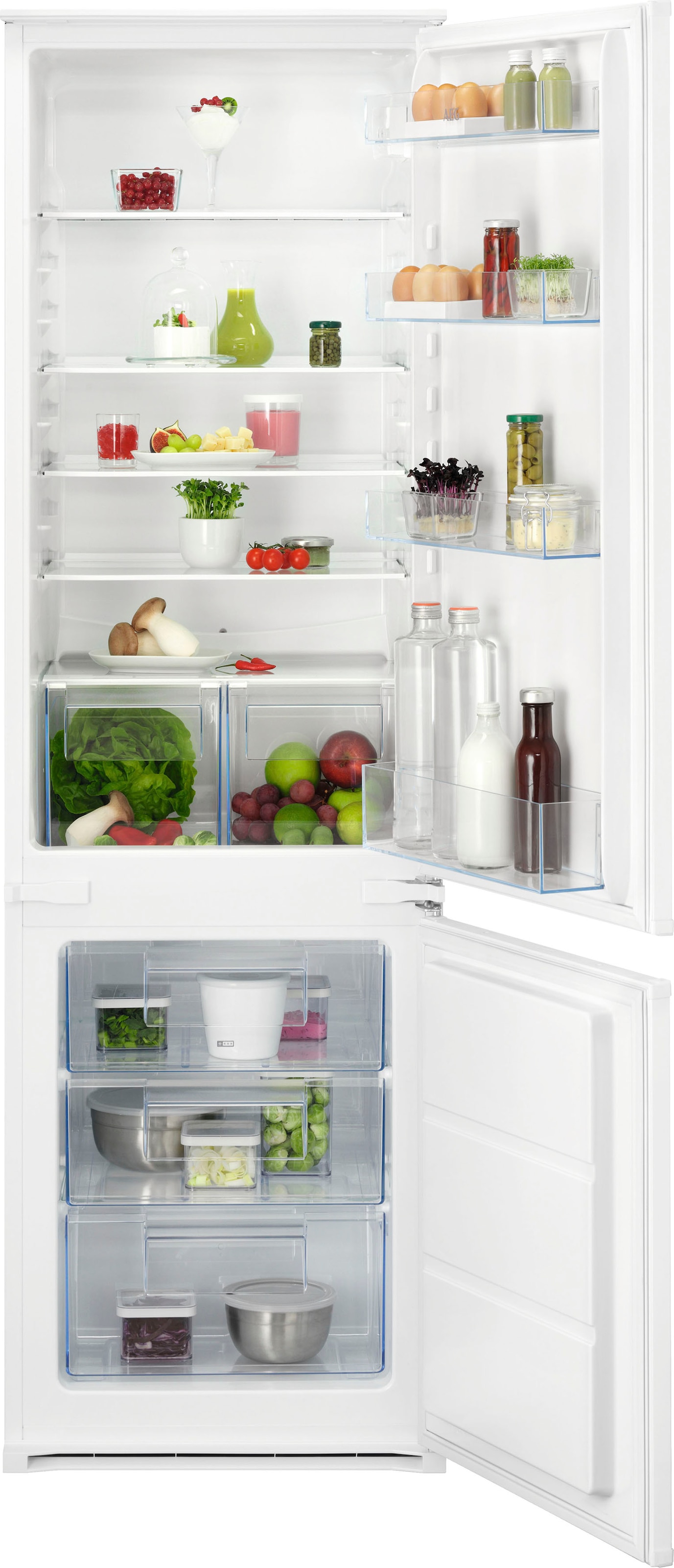 AEG Einbaukühlgefrierkombination Serie 5000 »OSC5S183ES«, 198 Liter, ColdSense - Schützt Lebensmittel, LED-Display, Schlepptür
