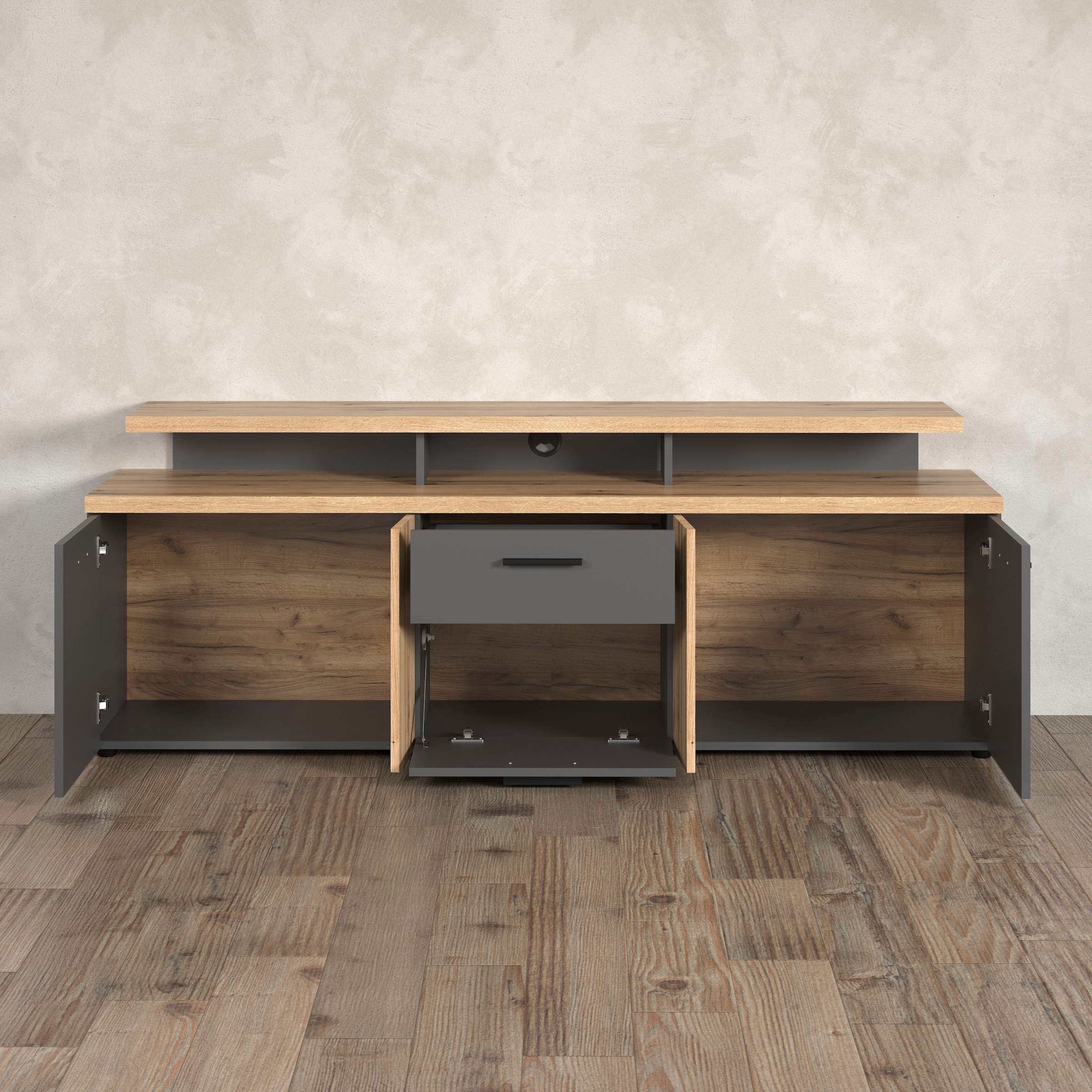 INOSIGN Lowboard »Estepona« 1 Stk. tlg. Lowboard mit 4 Türen, 1 Schubkasten, 1 Klappe - (B/T/H) 180/47/67 cm