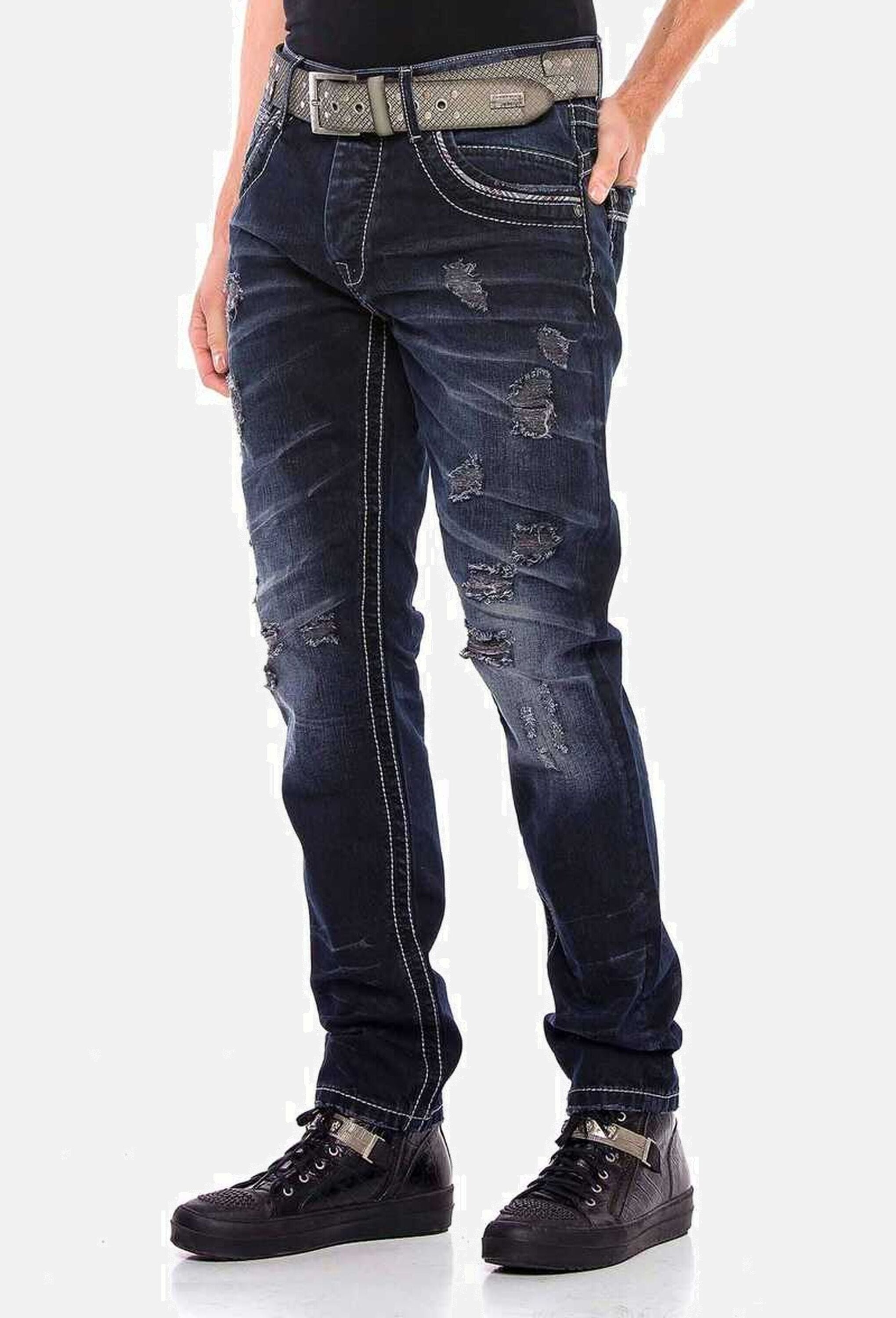 Cipo & Baxx Regular-fit-Jeans »Cipo & Baxx Jeans« mit lässigen Destroyed-Elementen, CD539