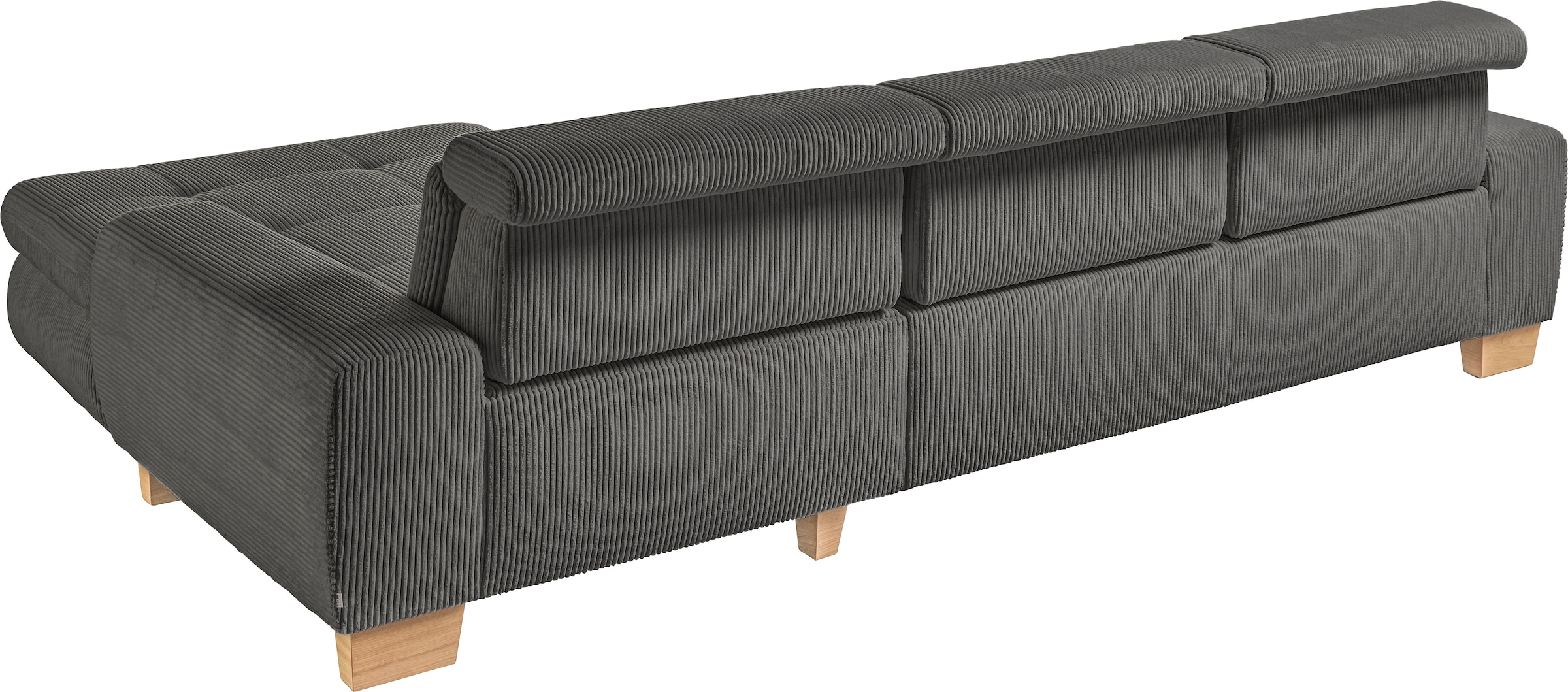 set one by Musterring Ecksofa »SO 3400 Sitzhöhe 47cm oder 49cm, Sitztiefe verstellbar, B/T: 307/195cm« whlw. mit Funktion, Kaltschaum, in Cord, anthrazit, Sitzhöhe 47