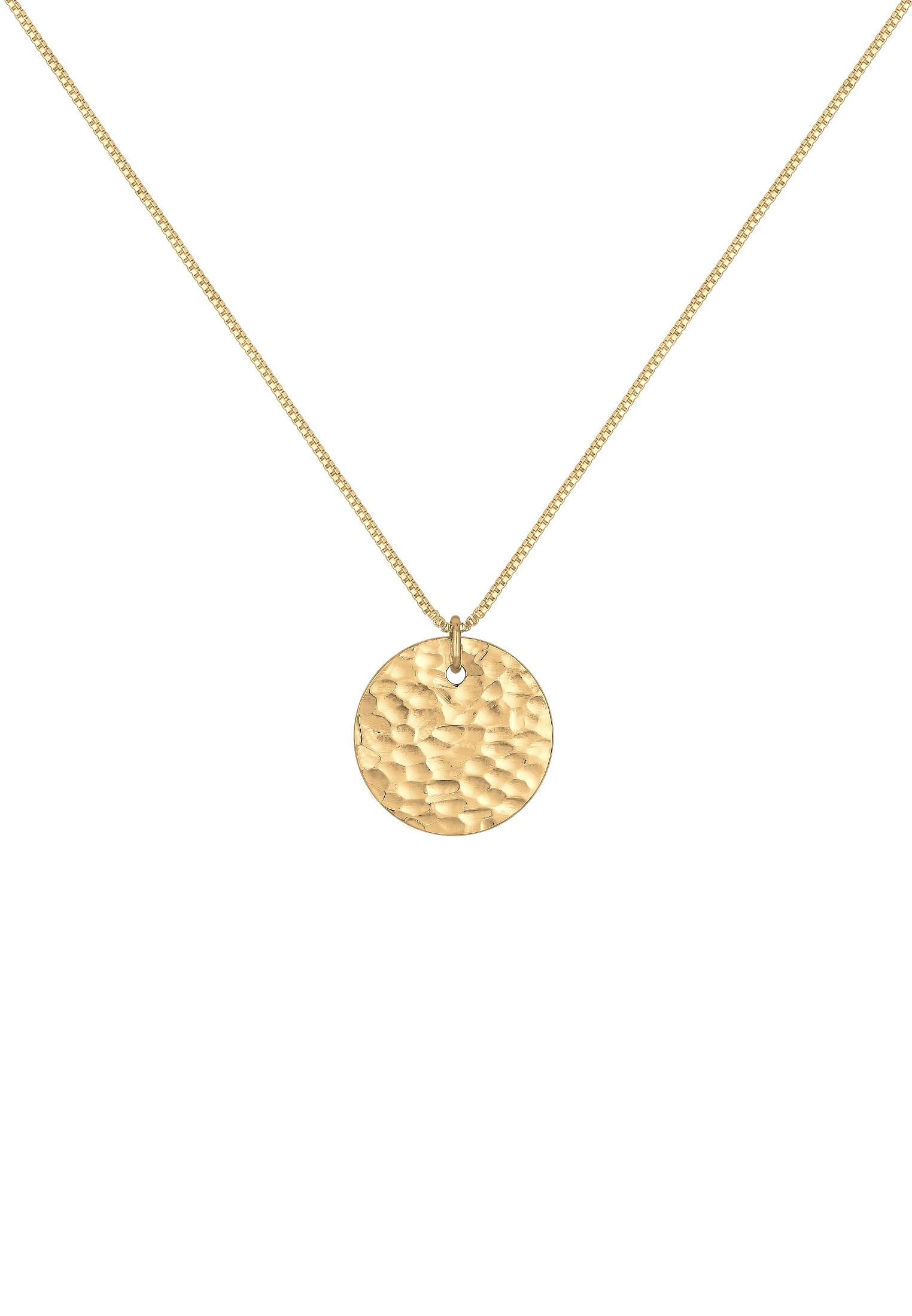Elli Lange Kette »Halskette Plättchen Kreis Rund Gehämmert 925 Silber«
