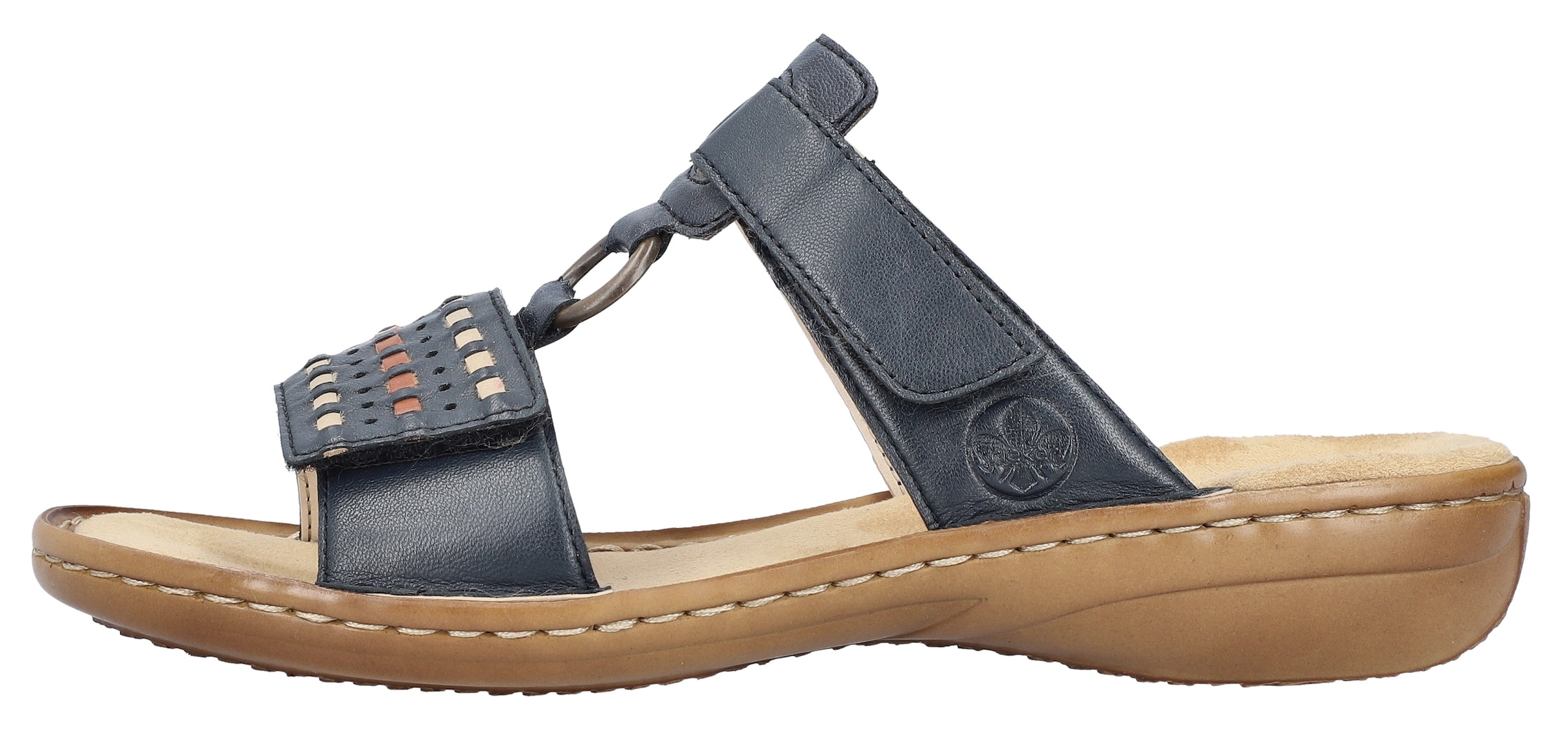 Rieker Pantolette, Keilabsatz, Sommerschuh, Schlappen mit praktischem Klettverschluss