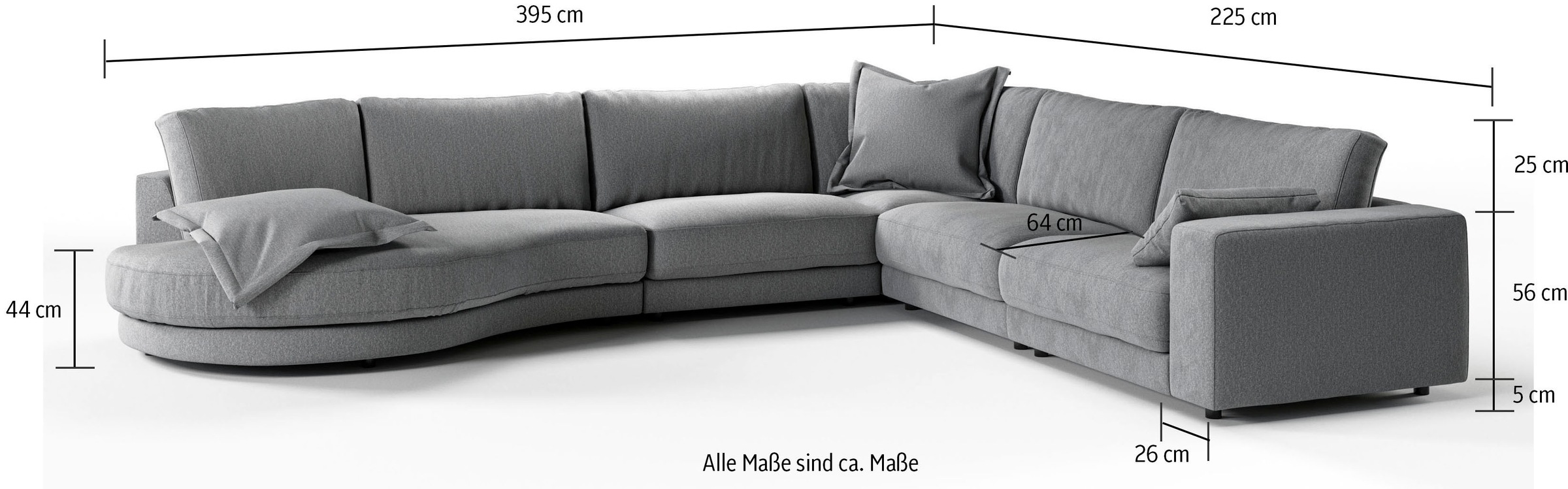 3C Candy Ecksofa »Enisa II, bequem und komfortabel, Mega Familiensofa, L-Form«, incl. 3 Flatterkissen, wahlweise mit Flecken-Schutz-Bezug Easy care