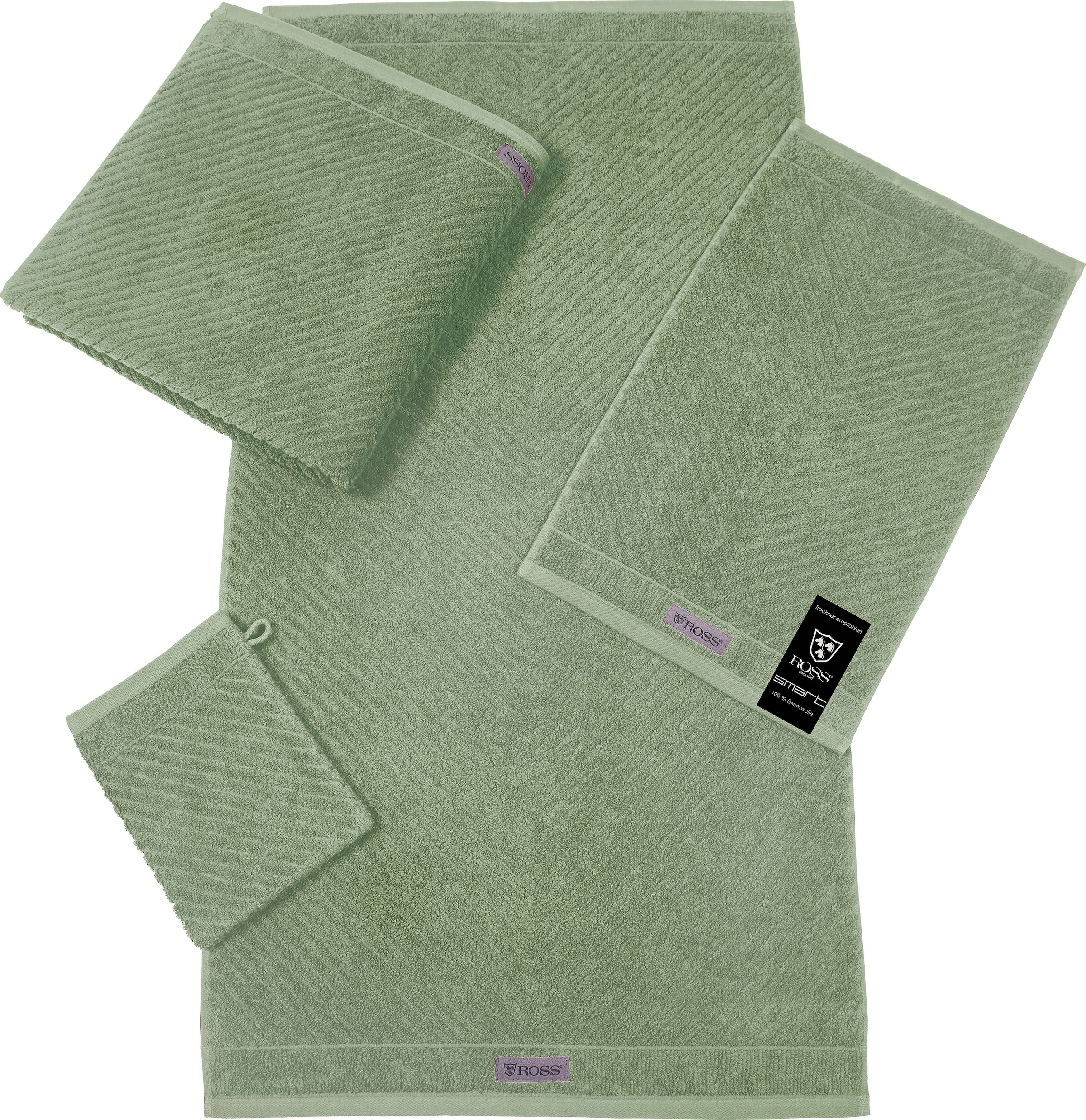 Handtuch »Smart«, (2 St.), Uni-Rippe mit Velourslabel