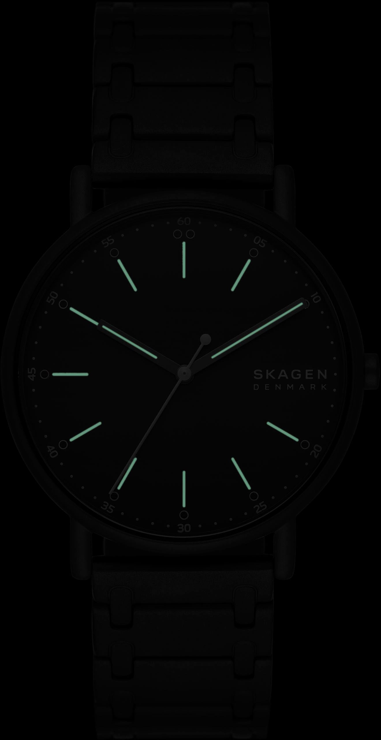 Skagen Quarzuhr »SIGNATUR«, Armbanduhr, Herrenuhr, Damenuhr, analog, Edelstahlarmband