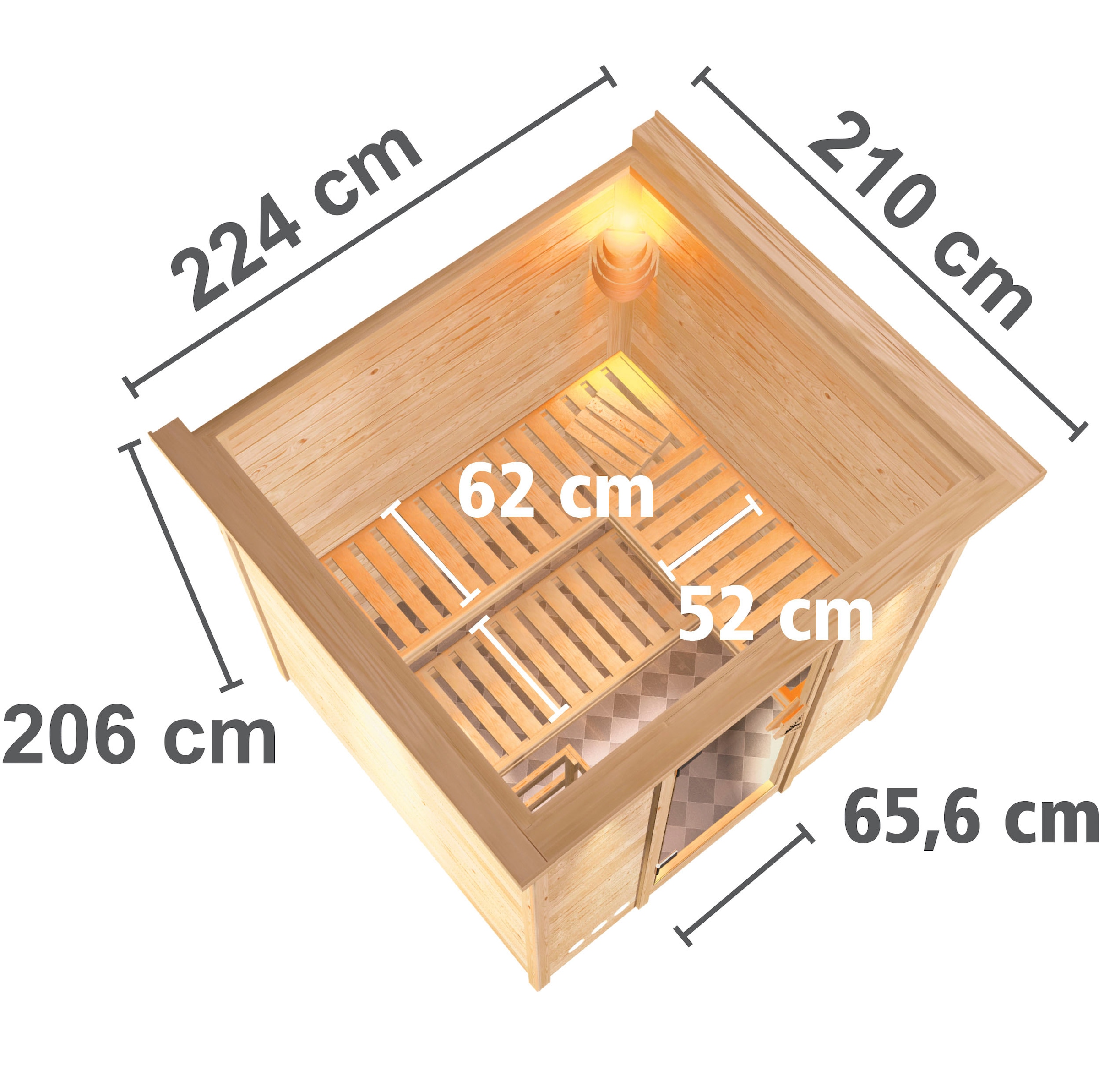 Karibu Sauna »Menja« Set,  Ofen 9 kW Bio externe Strg easy