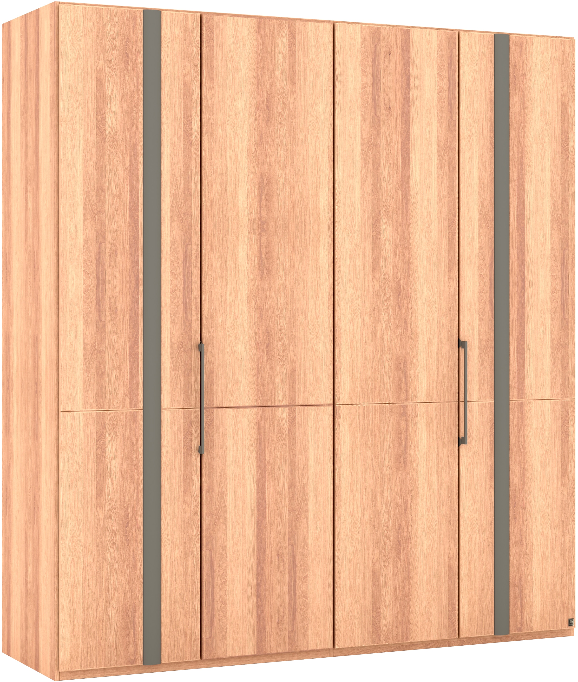 Musterring Drehtürenschrank »Sorrent, Kleiderschrank, teilmassiv Eiche«, (mit Türdämpfern, in 5 Breiten & 2 Höhen, extra Böden, MADE IN GERMANY), Türen in Eiche massiv mit Absetzung in Schiefer, verschiedene Maße
