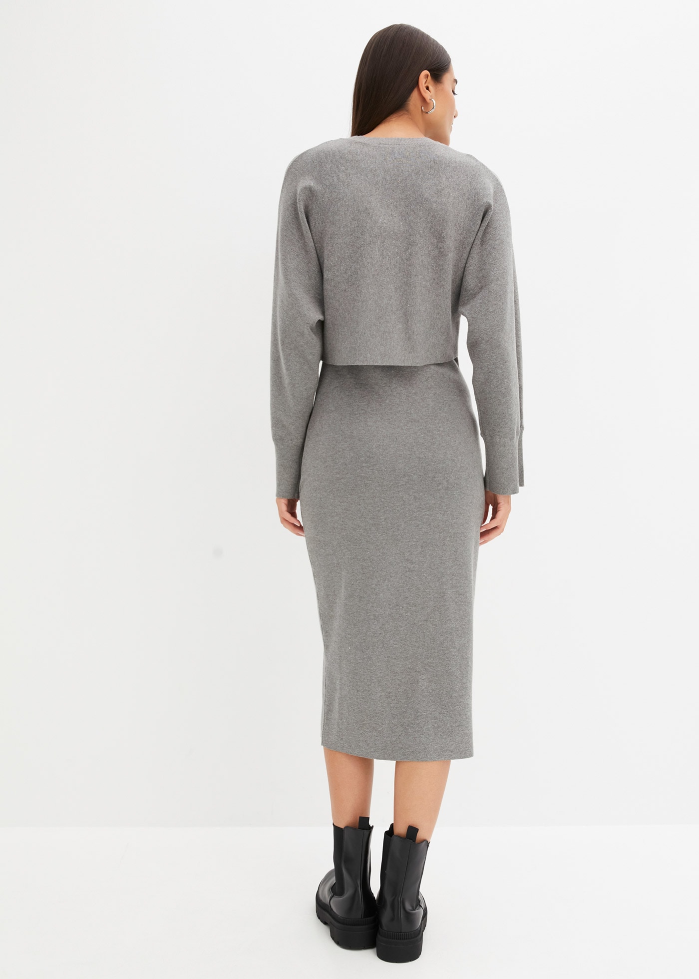 bonprix Strickkleid Set, 2 tlg. für Frühjahr und Sommer, aus Viskose-Mischung, lässige Passform