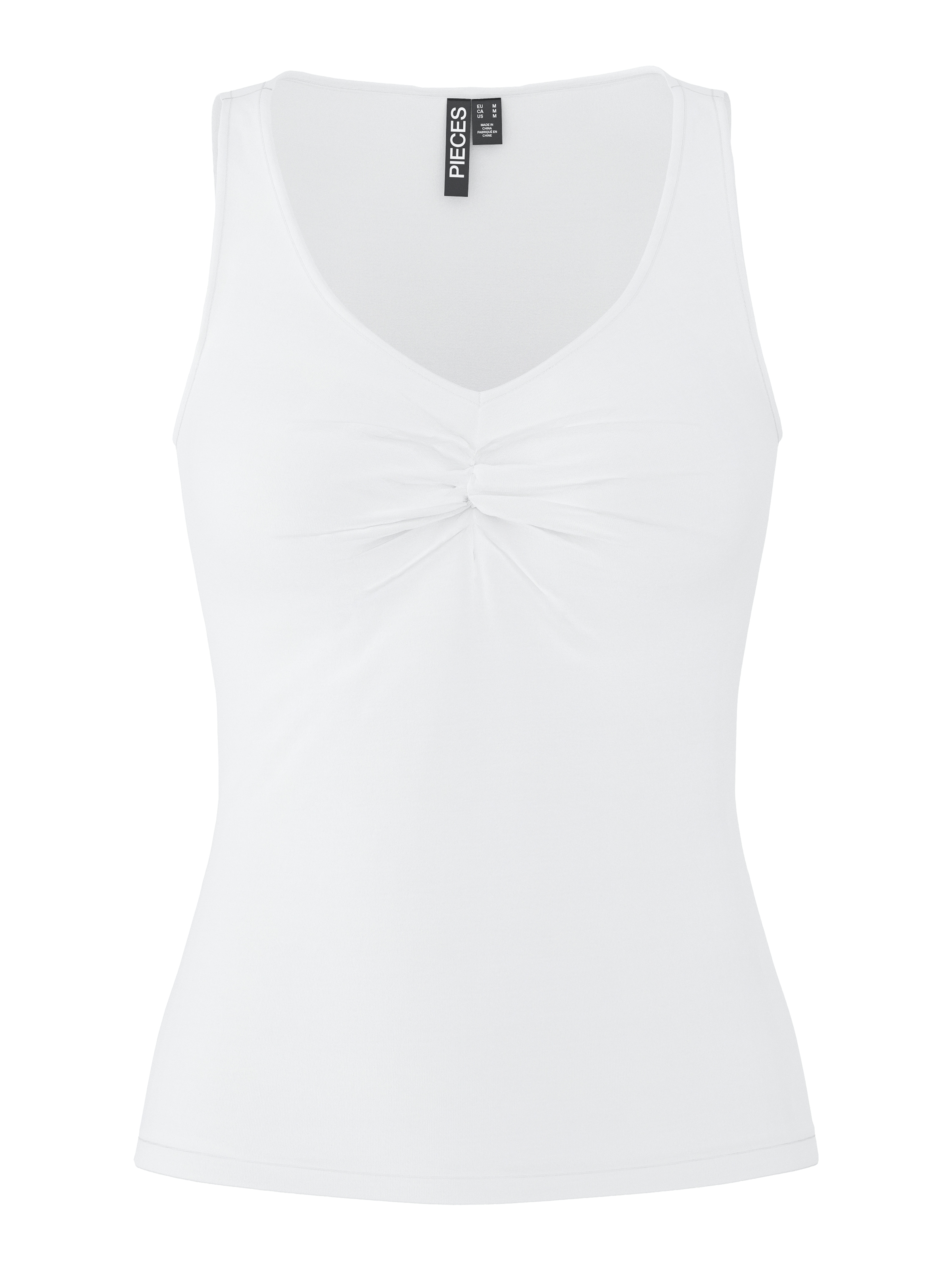 pieces V-Shirt »PCMALIVA SL V-NECK TOP JRS NOOS BC« mit Raffung im Brustbereich