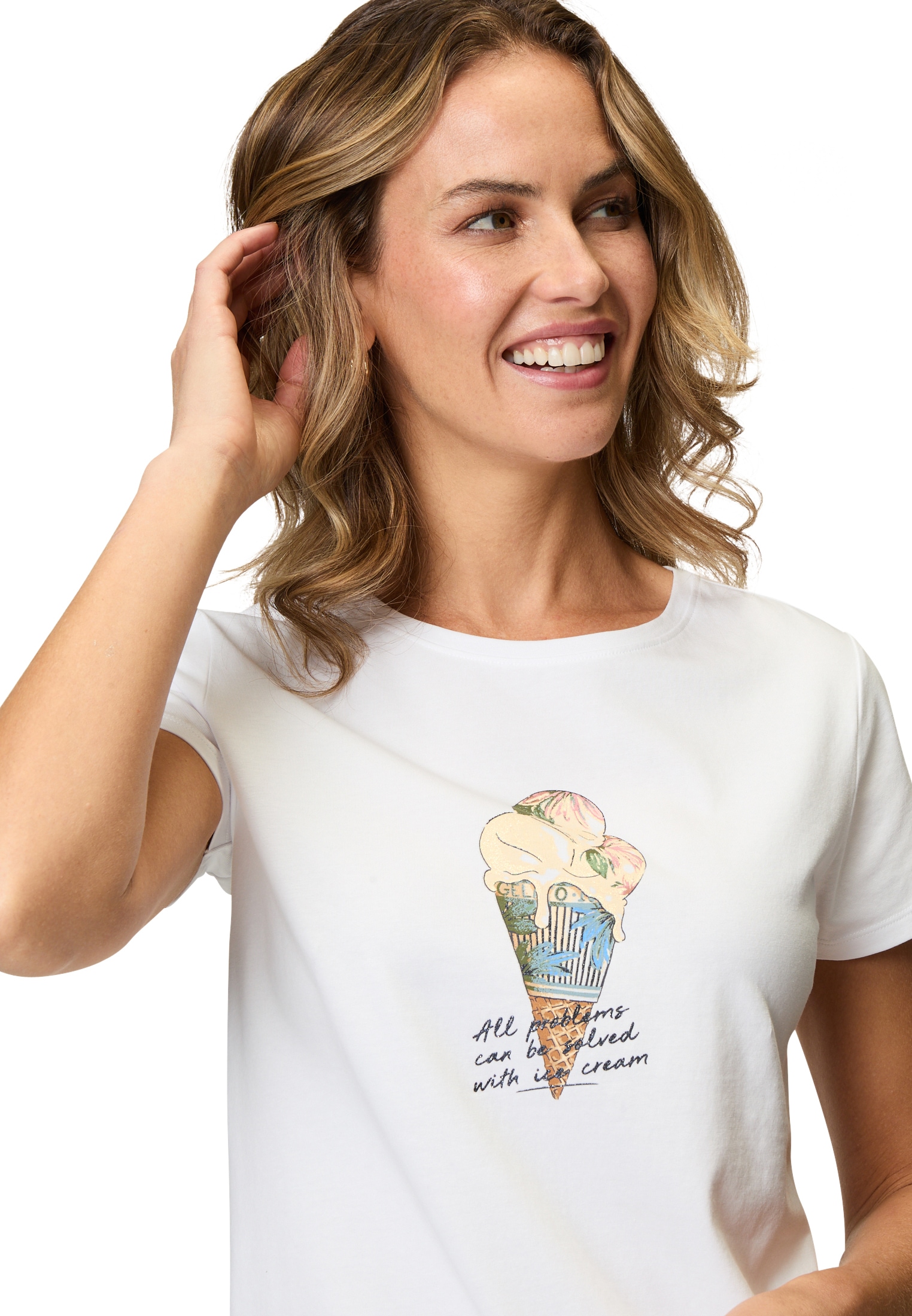Zero Kurzarmshirt »Shirt mit Eismotiv«