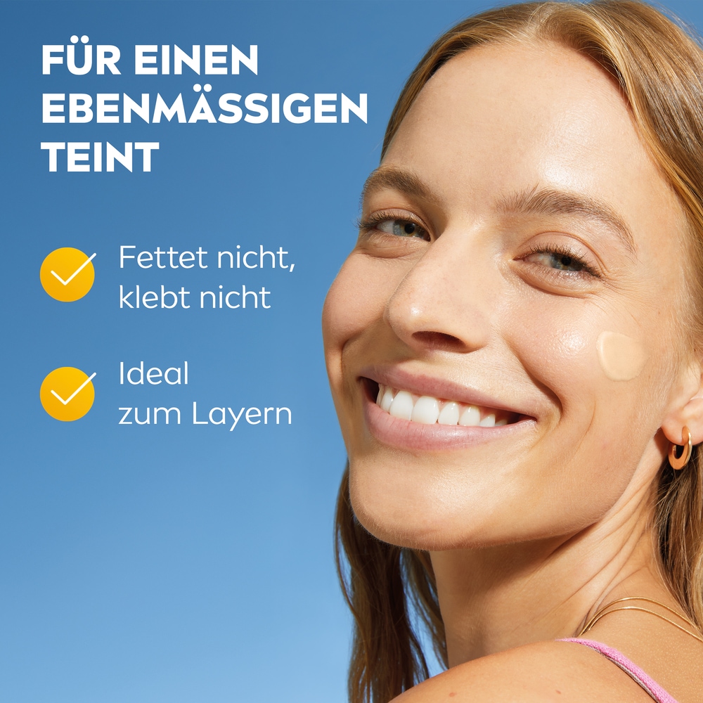 Nivea Sun Sonnenschutzfluid »Ultra Light Daily Fluid LSF 50+ +Hyaluron Light Tinted«, leicht getönt, schützt helle Haut vor UV-Strahlen