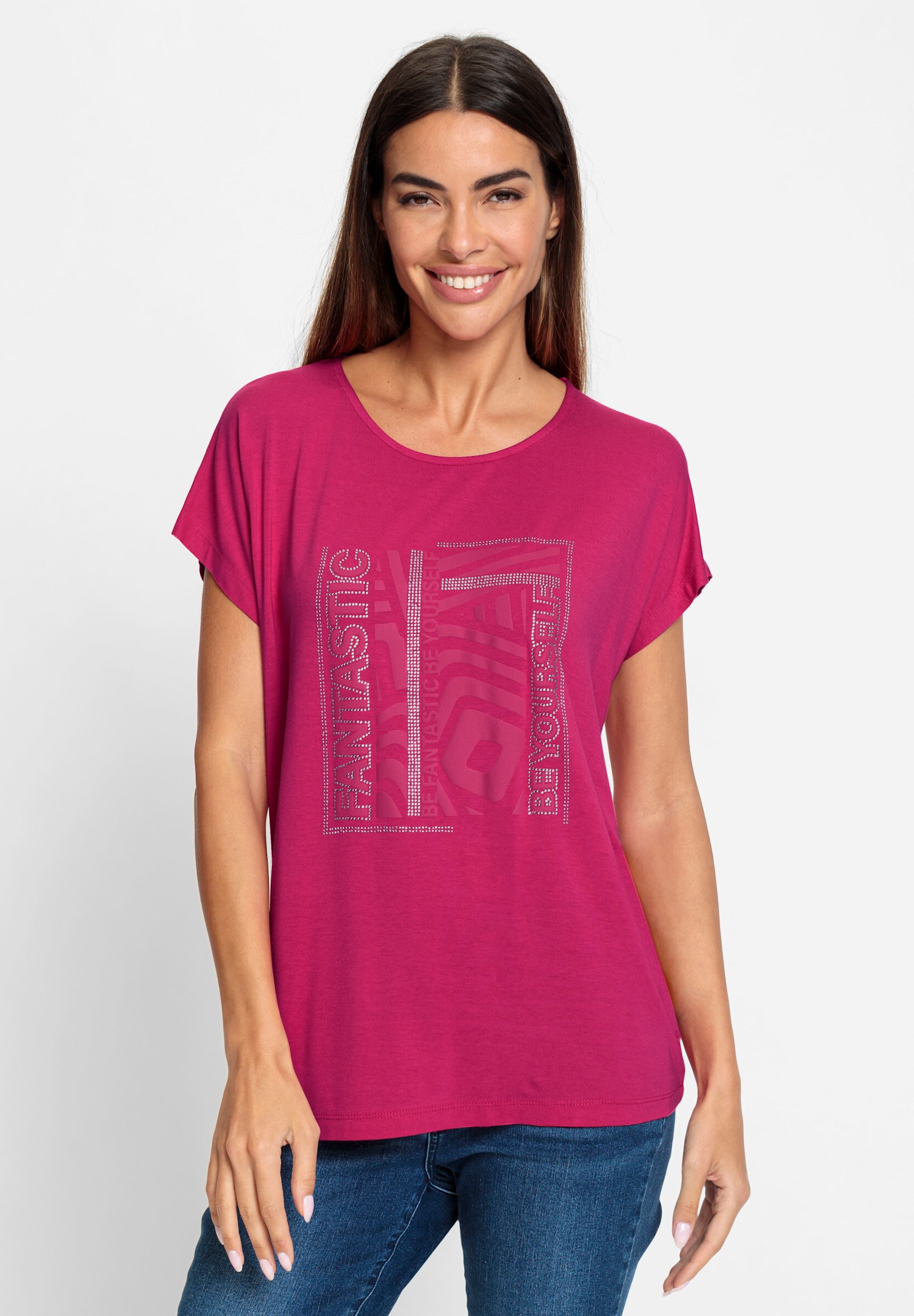 heine T-Shirt »Shirt Rundhalsshirt mit Glitzersteinchen«