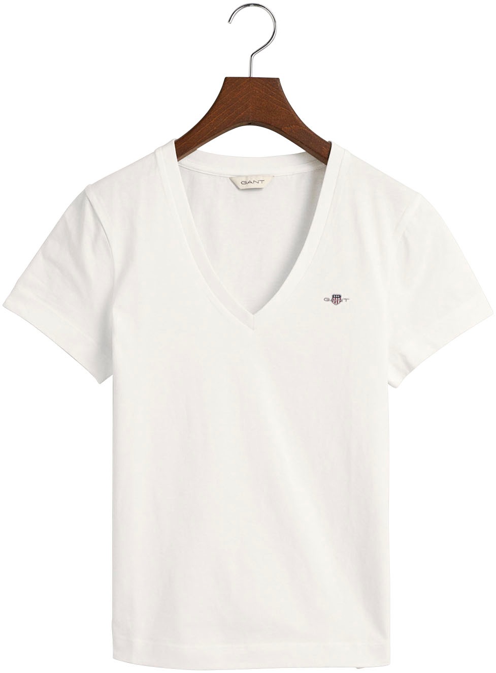 Gant T-Shirt »REG SHIELD KA V-NECK T-SHIRT«, mit einer kleinen Logostickerei auf der Brust