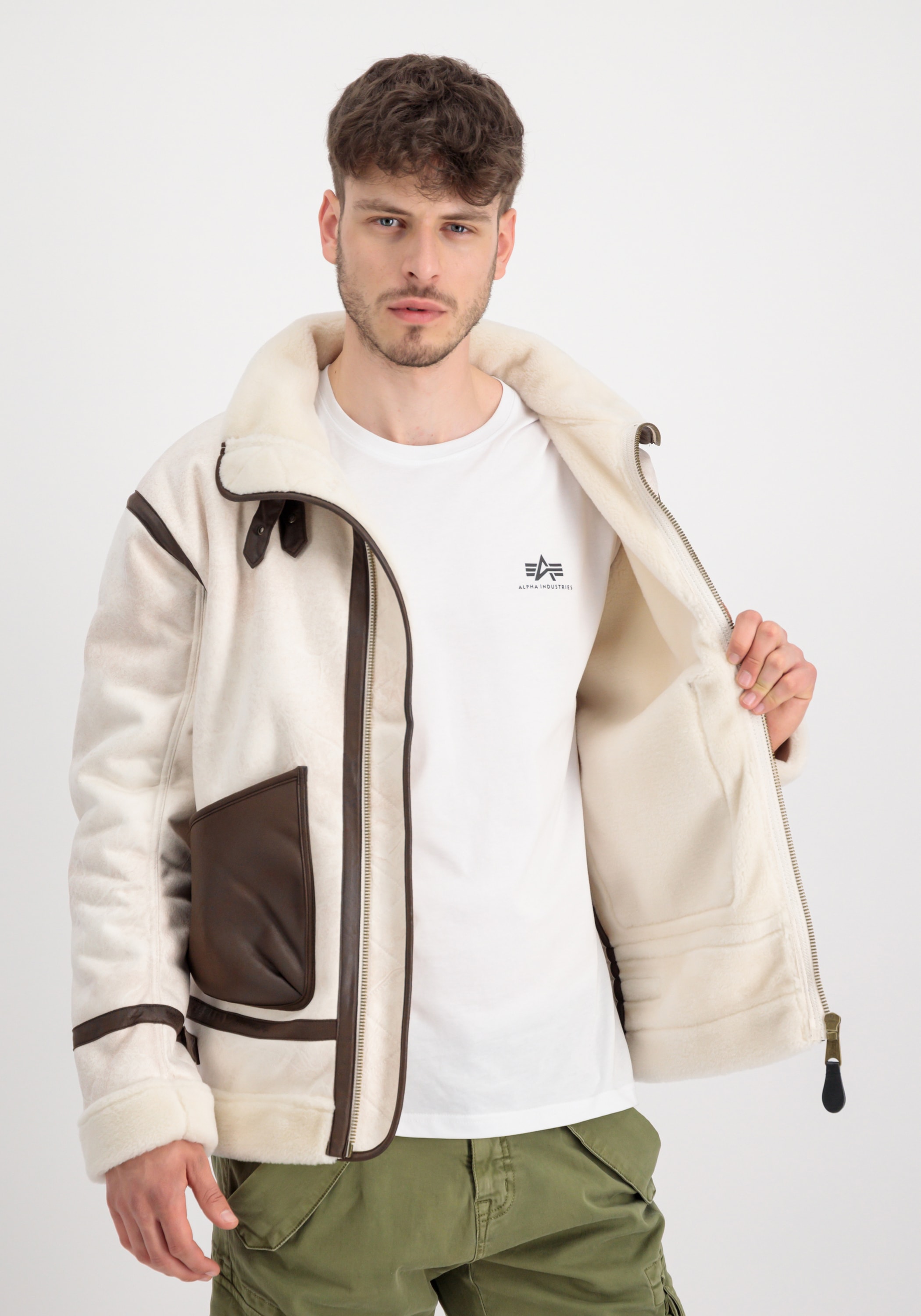 Alpha Industries Lederjacke »Alpha Industries Men - Leather & Vegan Jackets B-3 Arctic«